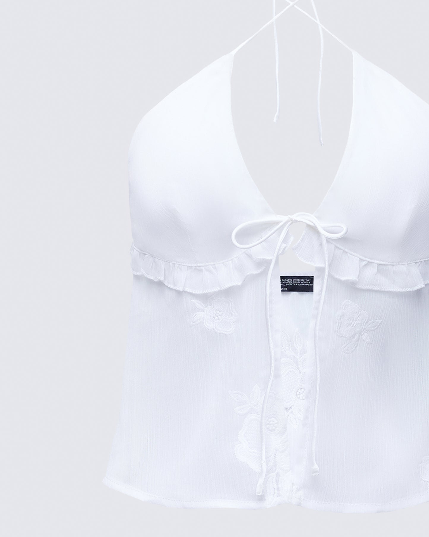 Isla Ivory Embroidered Halter Top