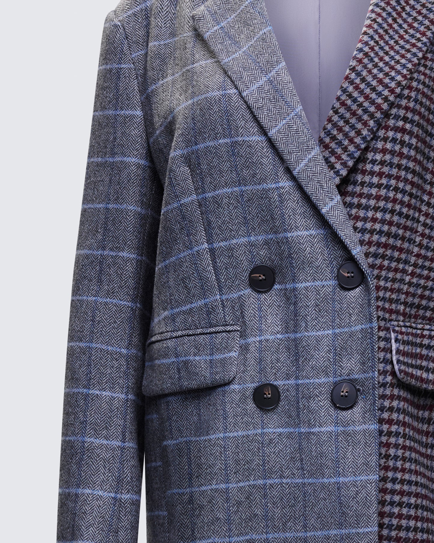 Dionne Grey Mixed Check Double Breasted Blazer