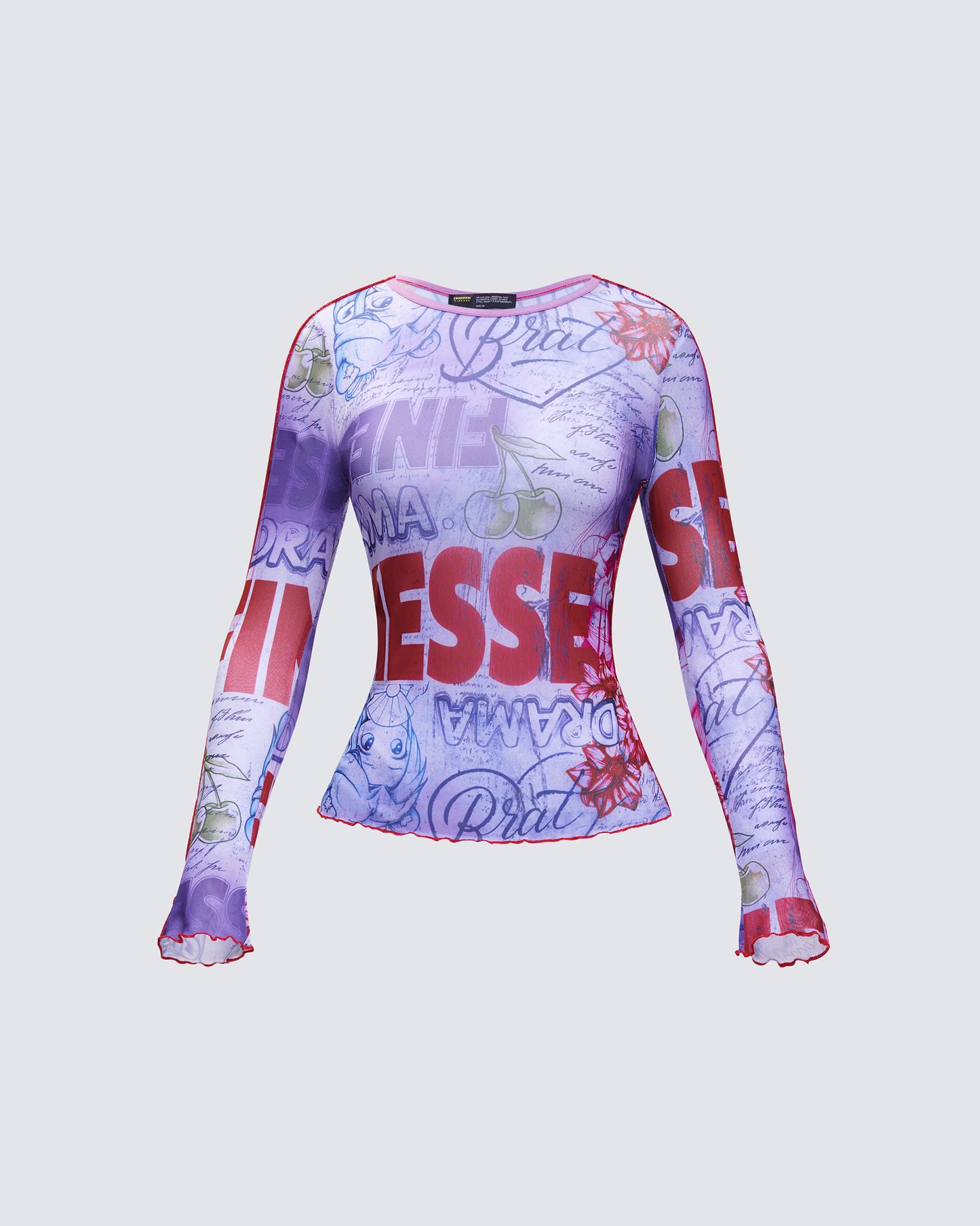 Cleodora Purple Printed Mesh Top
