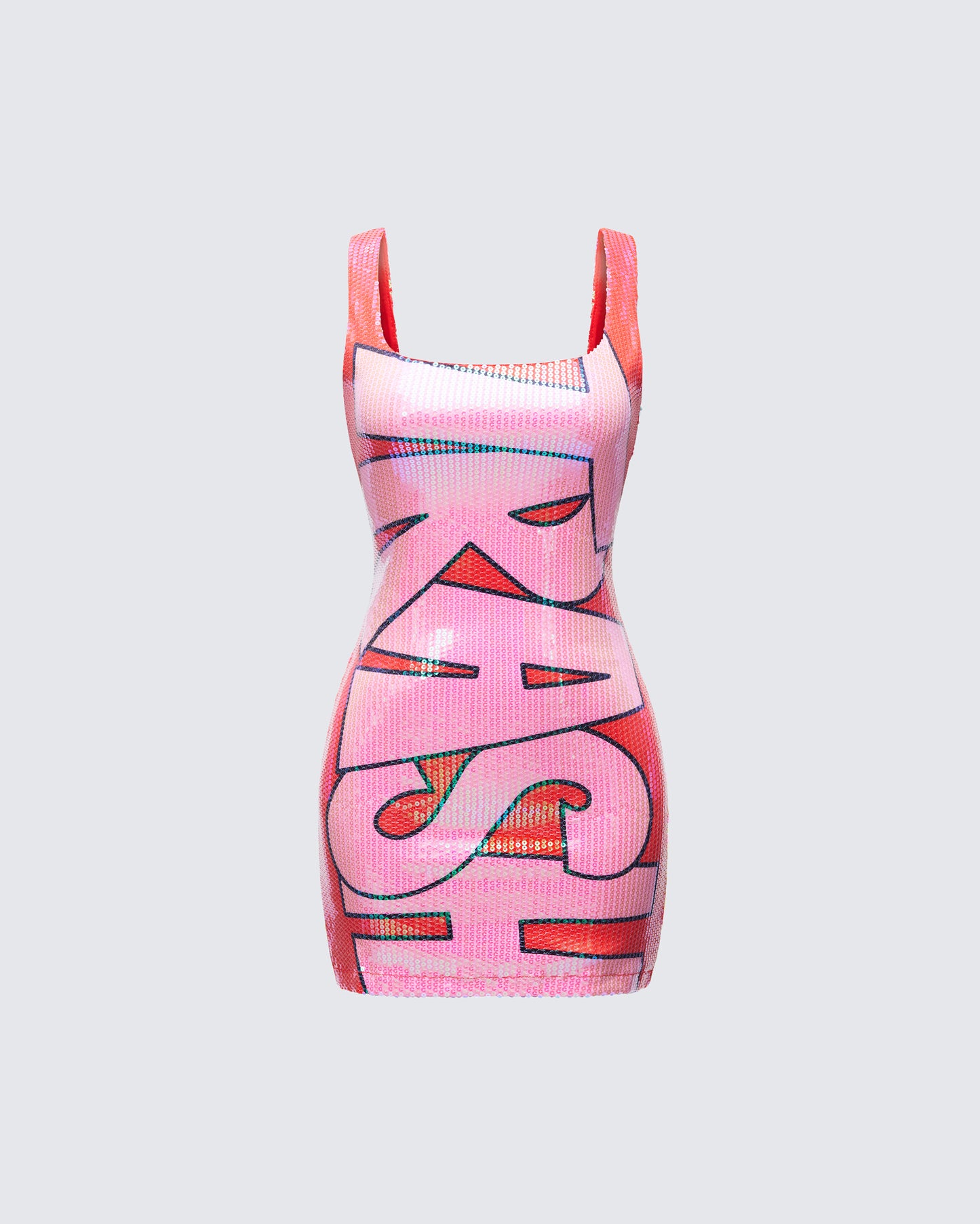 Lyla Red Sequin Slogan Mini Dress product front