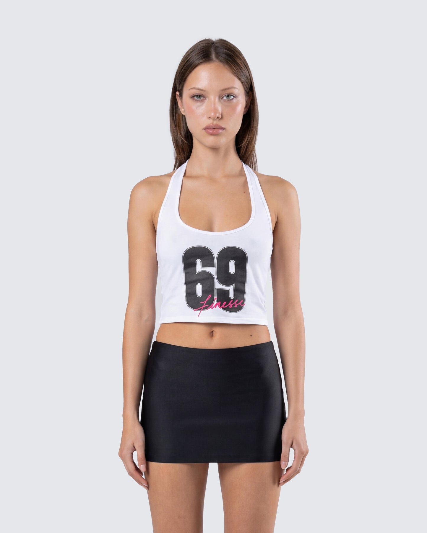 Camiseta sin mangas con cuello halter y gráfico blanco Shiloh