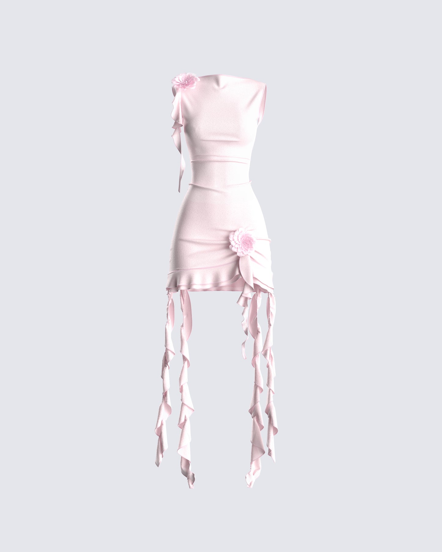 Tiana Pink Ruffle Rosette Dress 3d product front