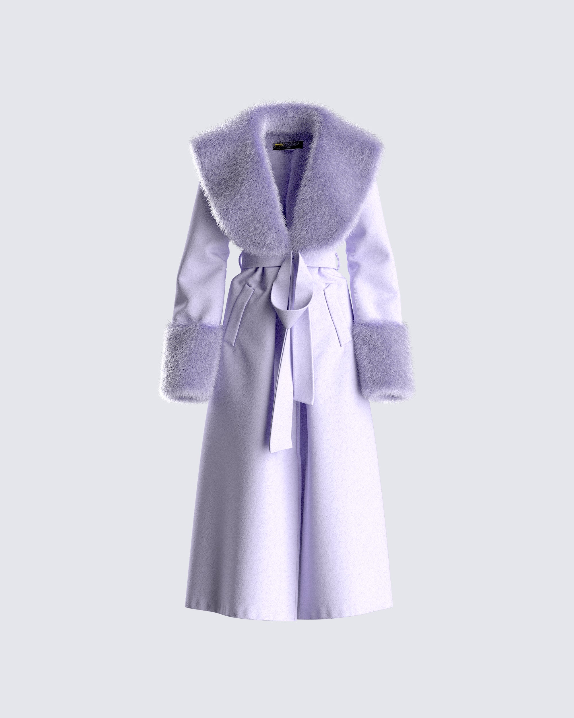 Anika Lavender Vegan Fur Trim Coat – FINESSE