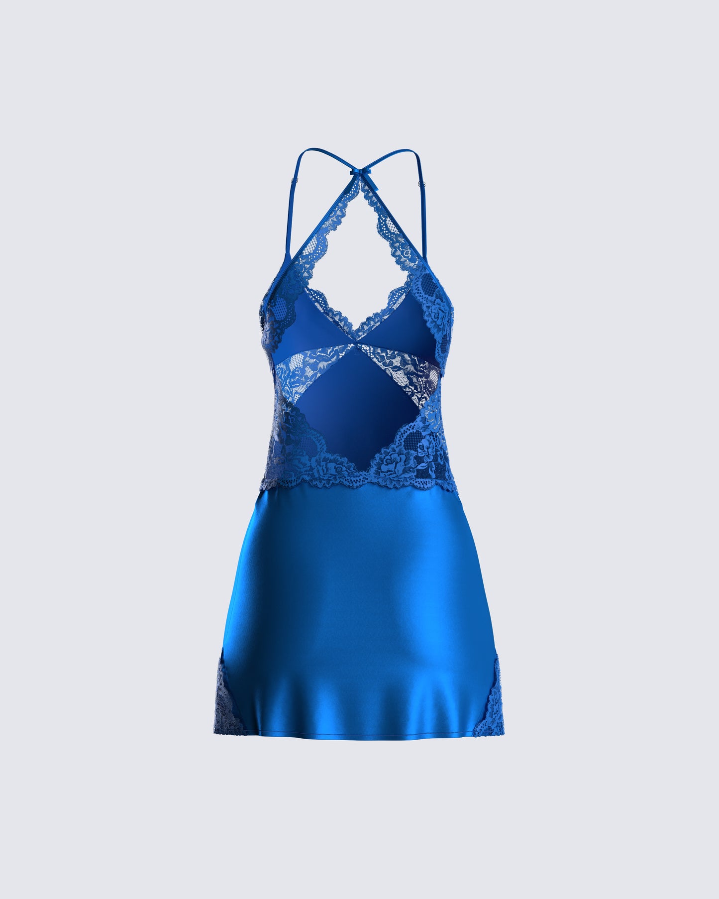 Bernadette Blue Lace Satin Dress
