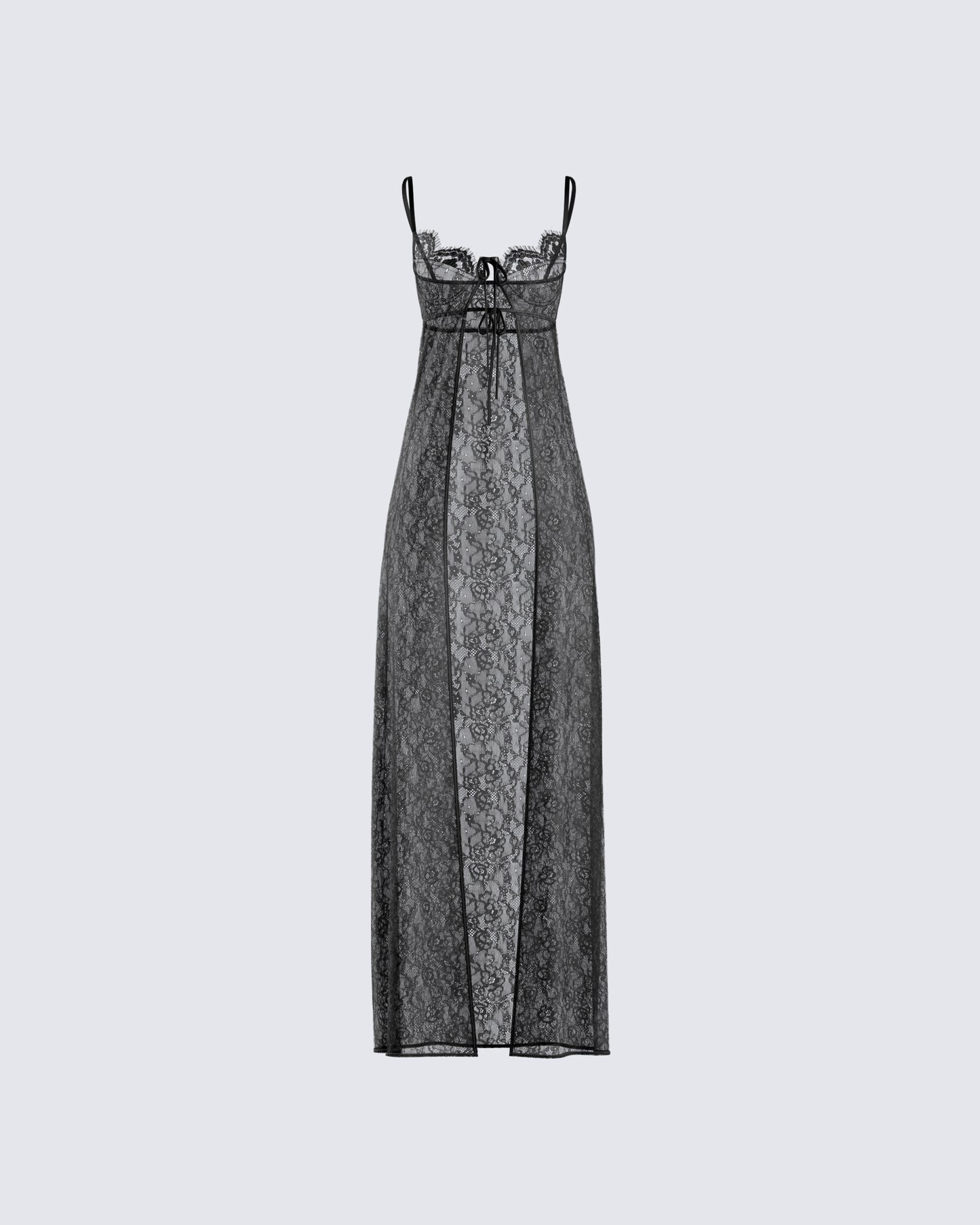 Sylvia Black Lace Maxi Top 3d product front