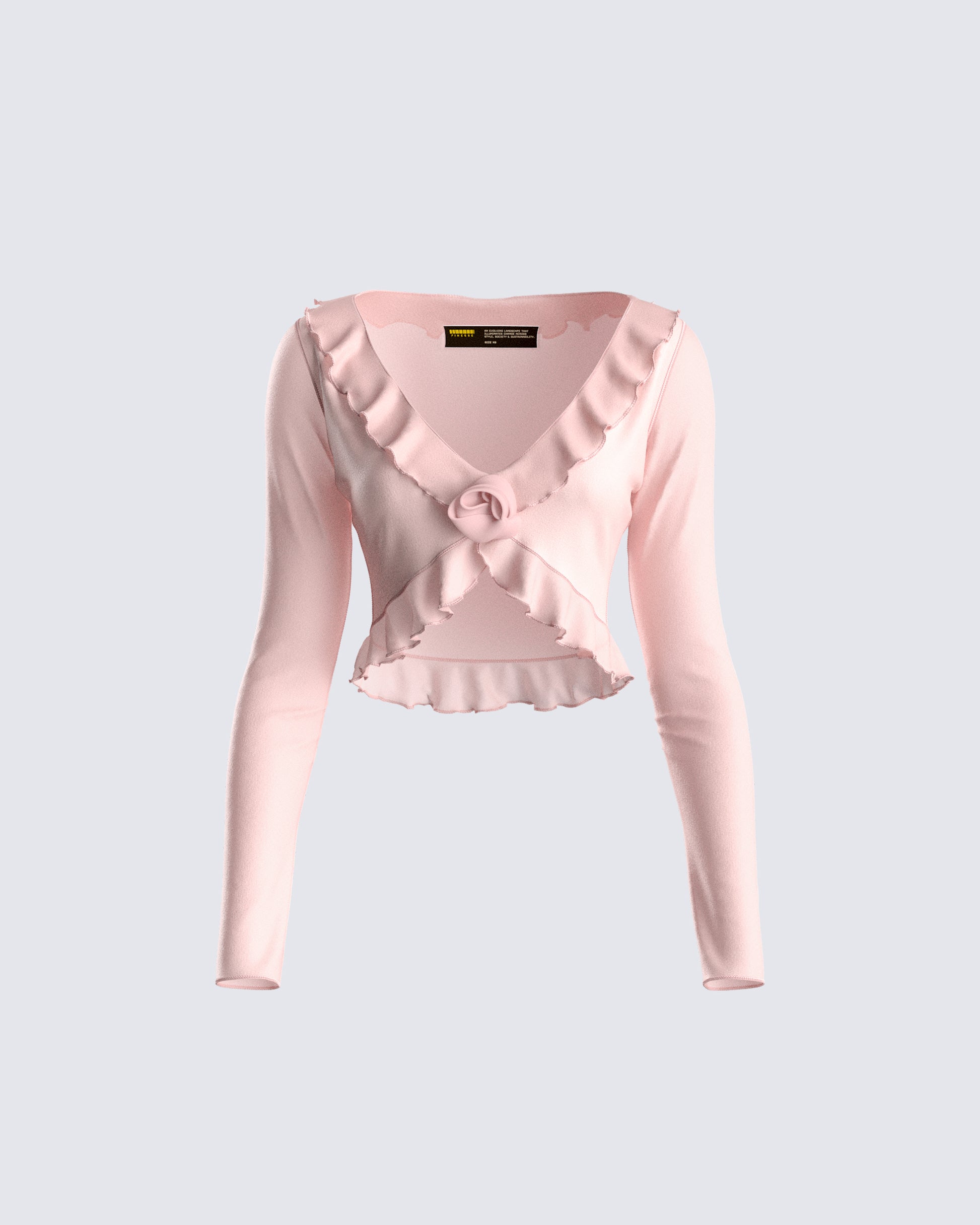 Marie Pink Mesh Long Sleeve Top 3d product front