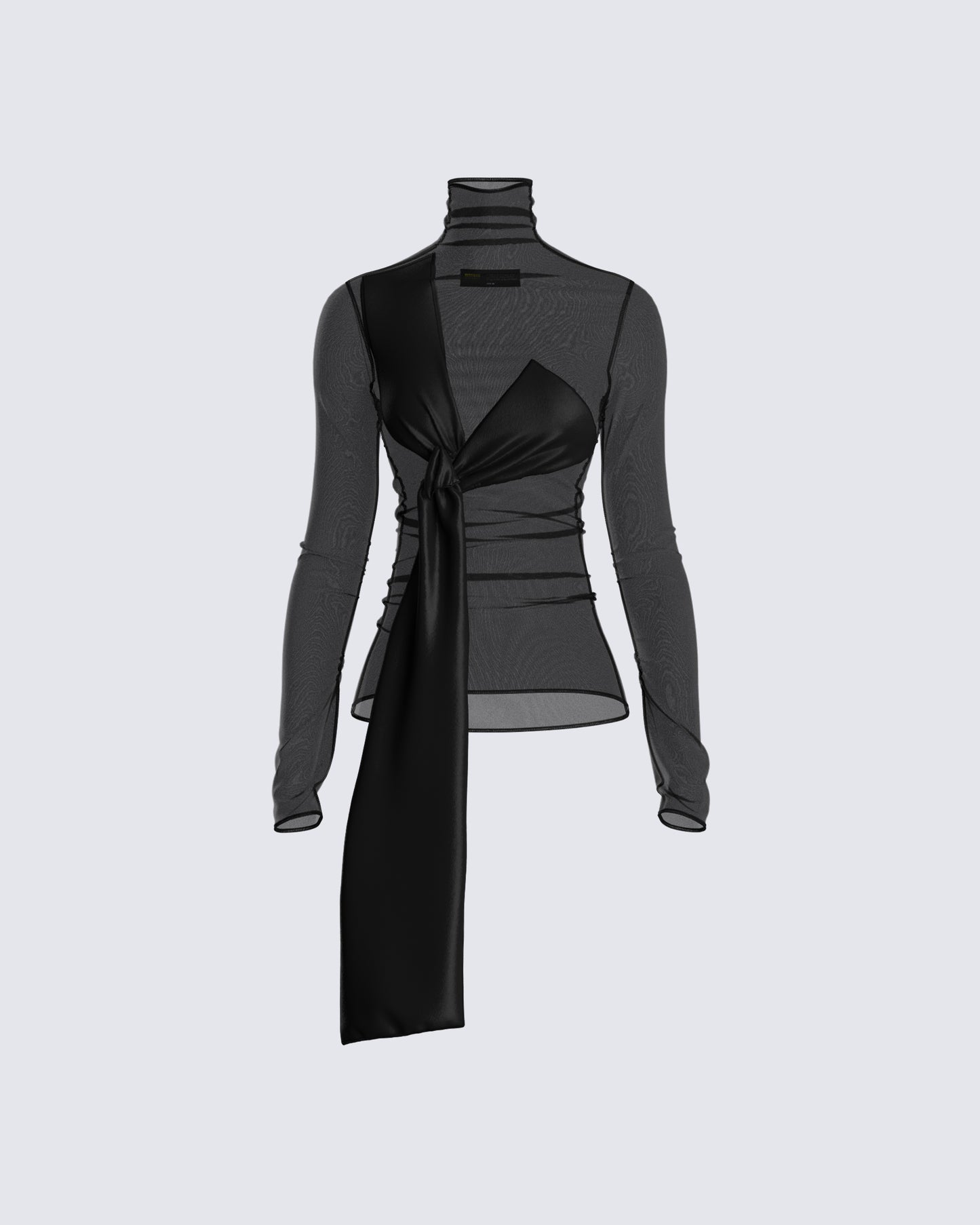 Narda Black Satin Bow Top 3d product front