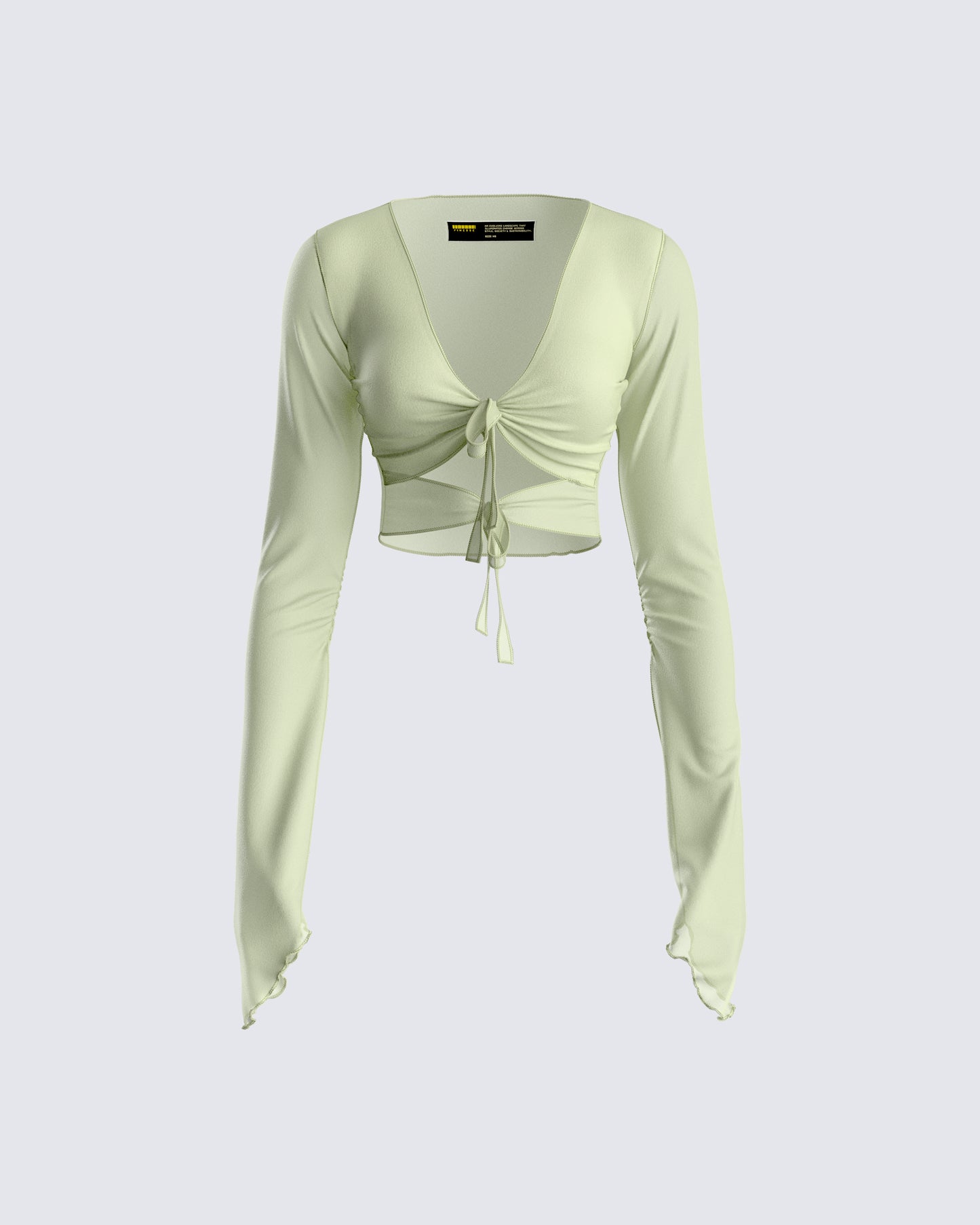 Jolie Olive Mesh Tie Front Top 3d product front