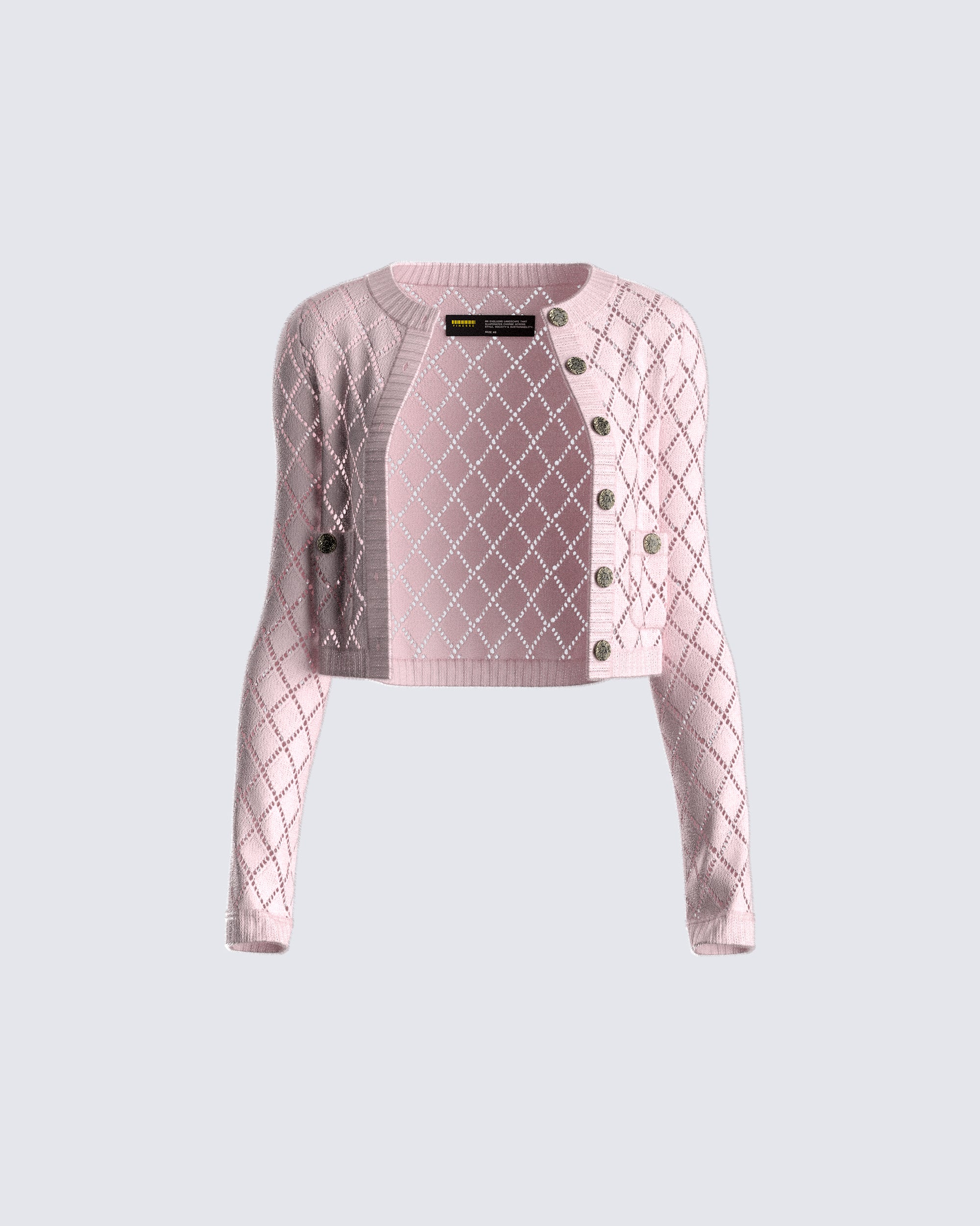 Celine Pink Pattern Knit Cardigan
