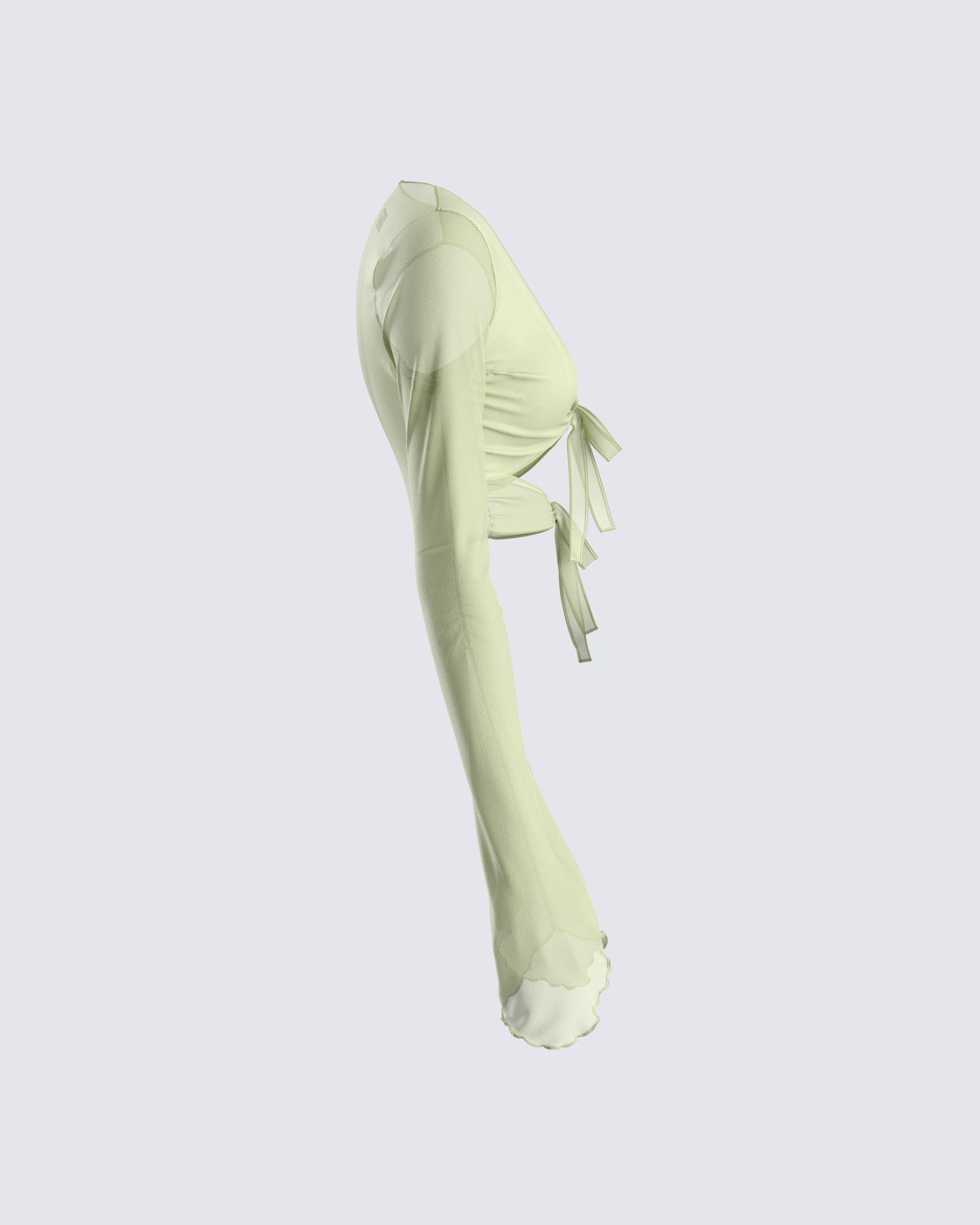 Jolie Olive Mesh Tie Front Top