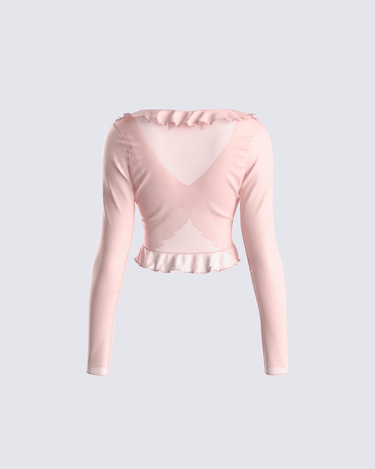 Marie Pink Mesh Long Sleeve Top