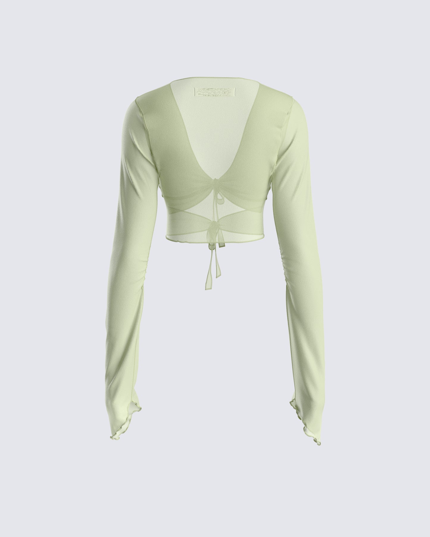 Jolie Olive Mesh Tie Front Top
