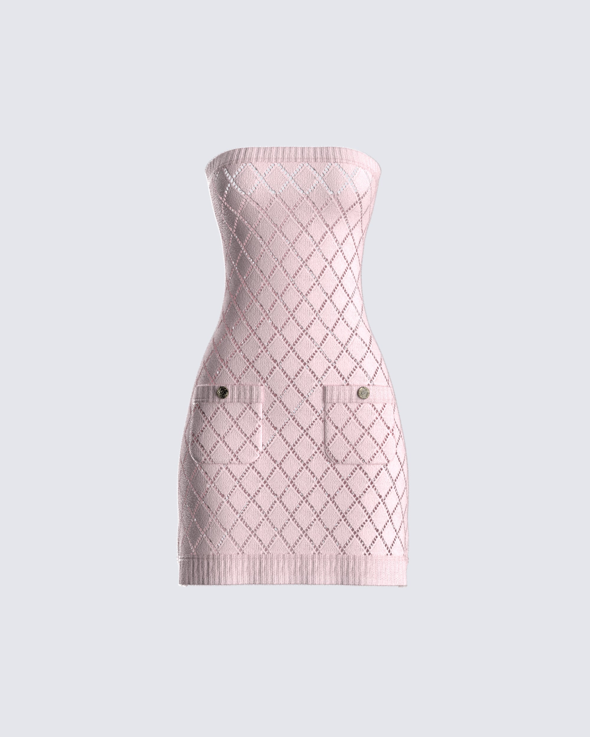 Celine Pink Pattern Knit Mini Dress