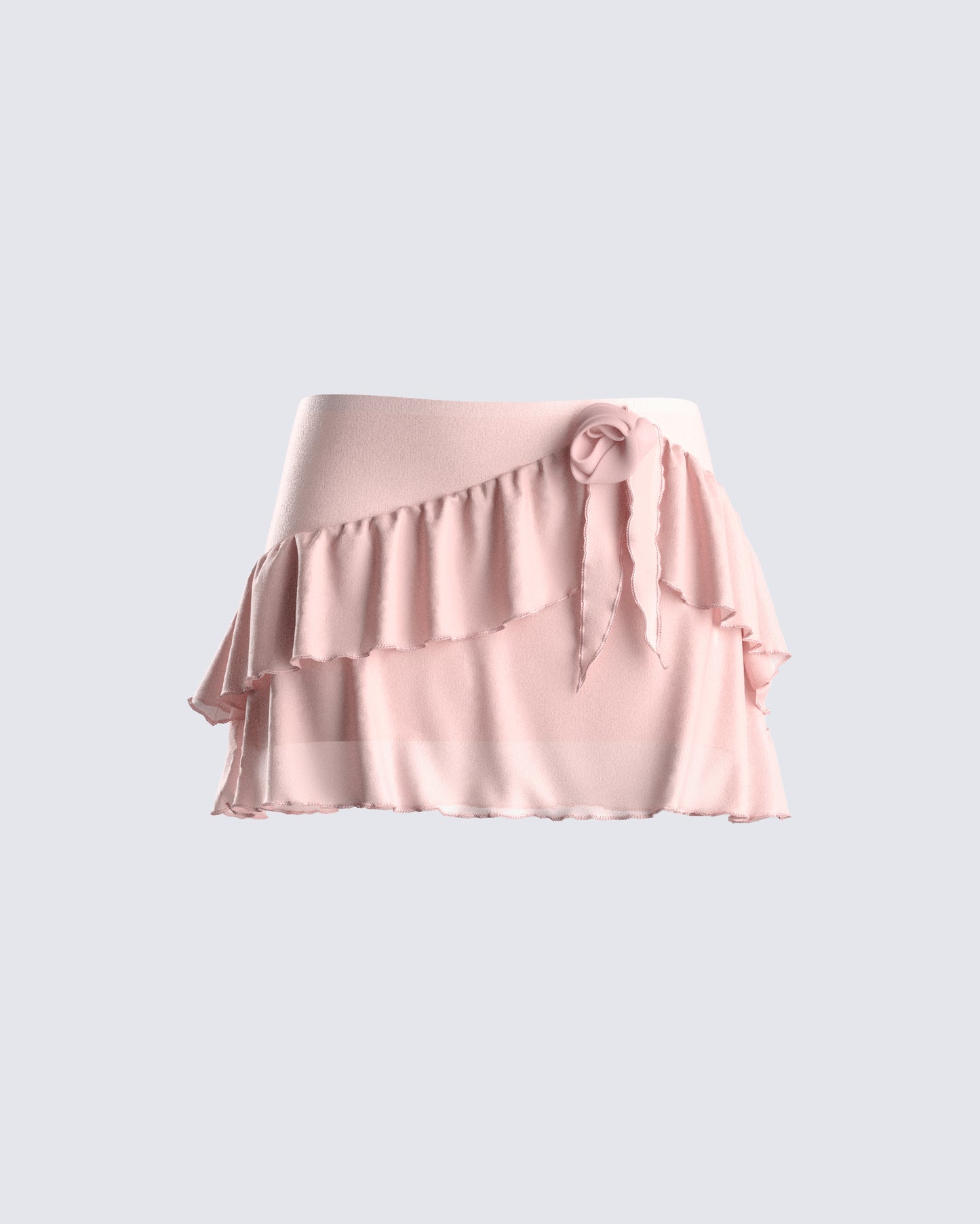 Marie Pink Mesh Ruffle Mini Skirt 3d product front