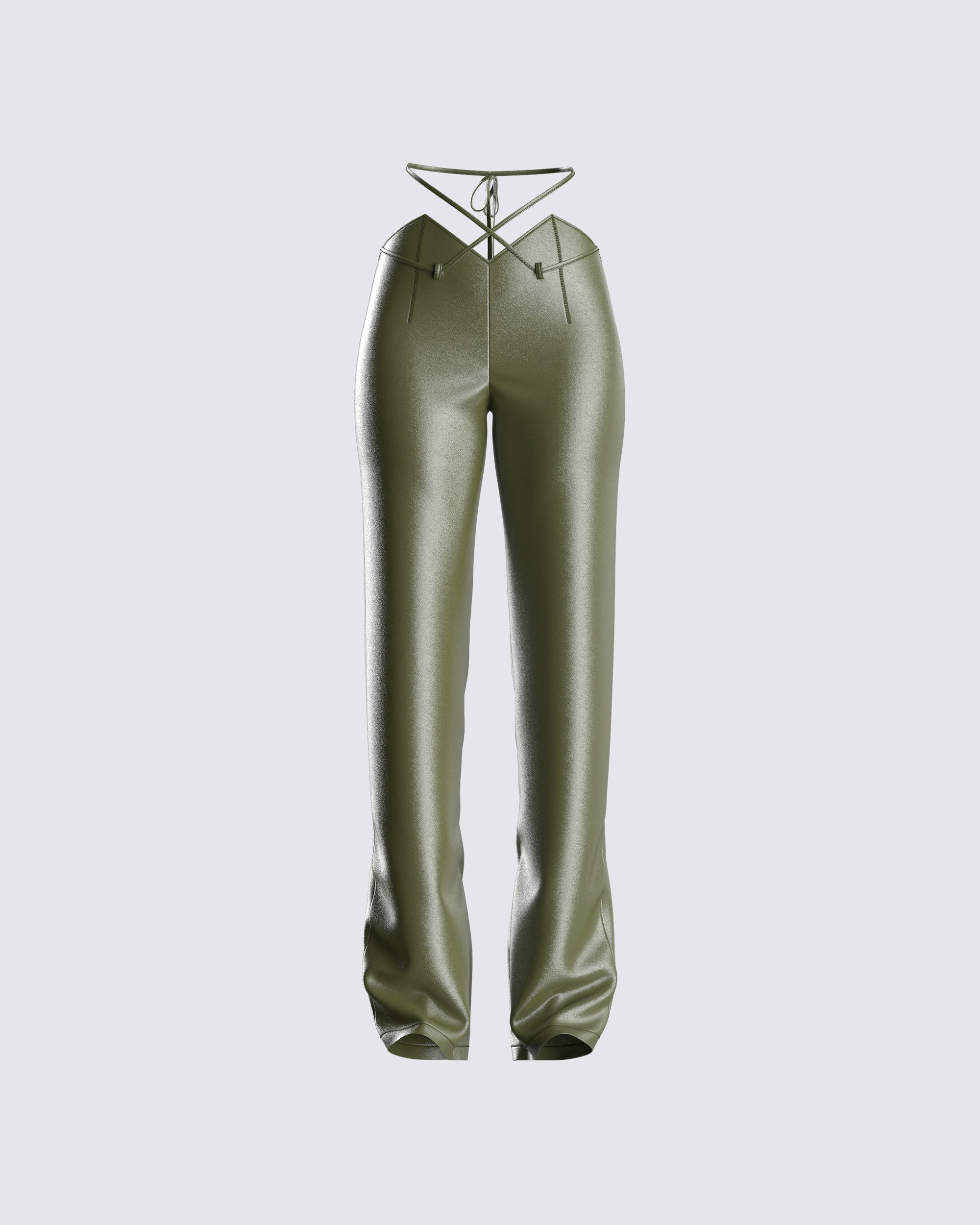 Nadir Olive Vegan Leather Pant