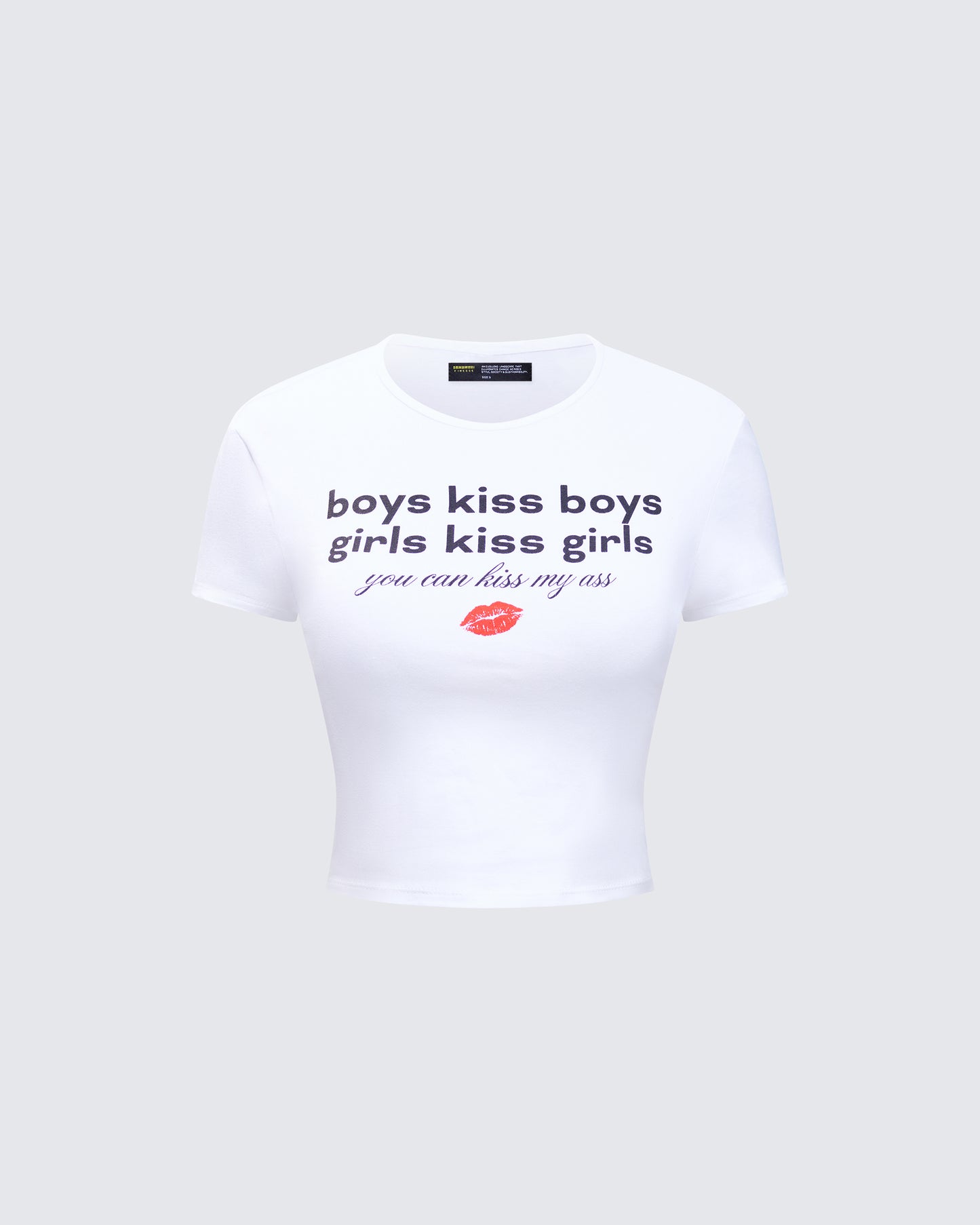 Hema White Slogan Baby Tee product front