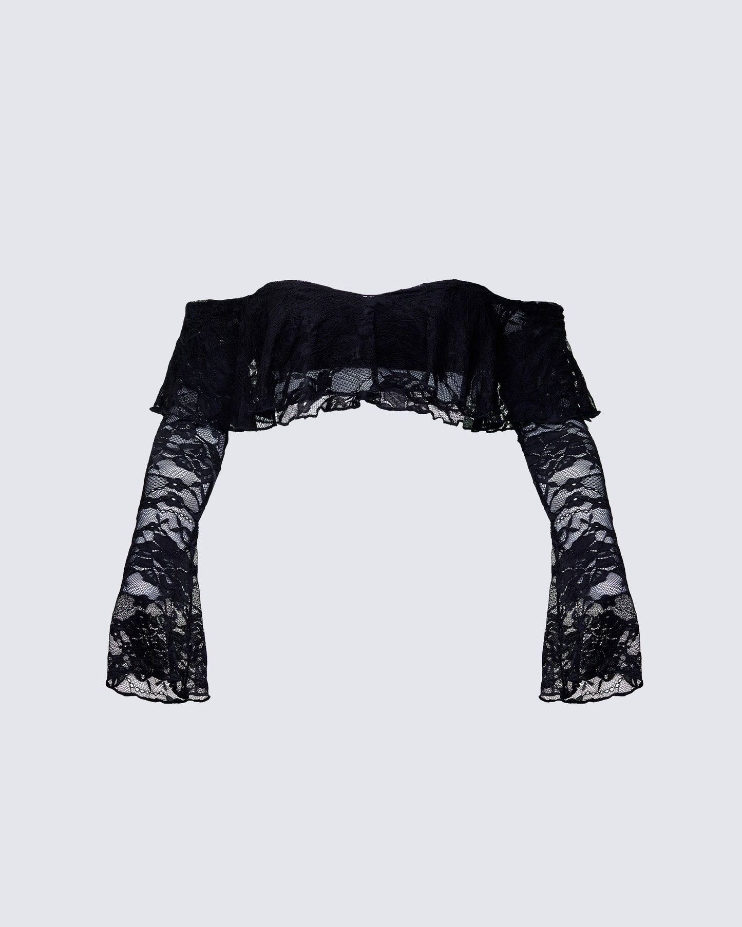 Rina Black Lace Ruffle Bandeau Top