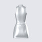 Gisele Silver Metallic Logo Dress