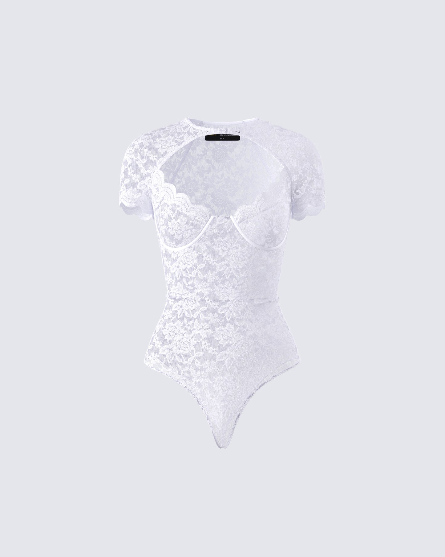 Romona White Lace Cut Out Bodysuit product front