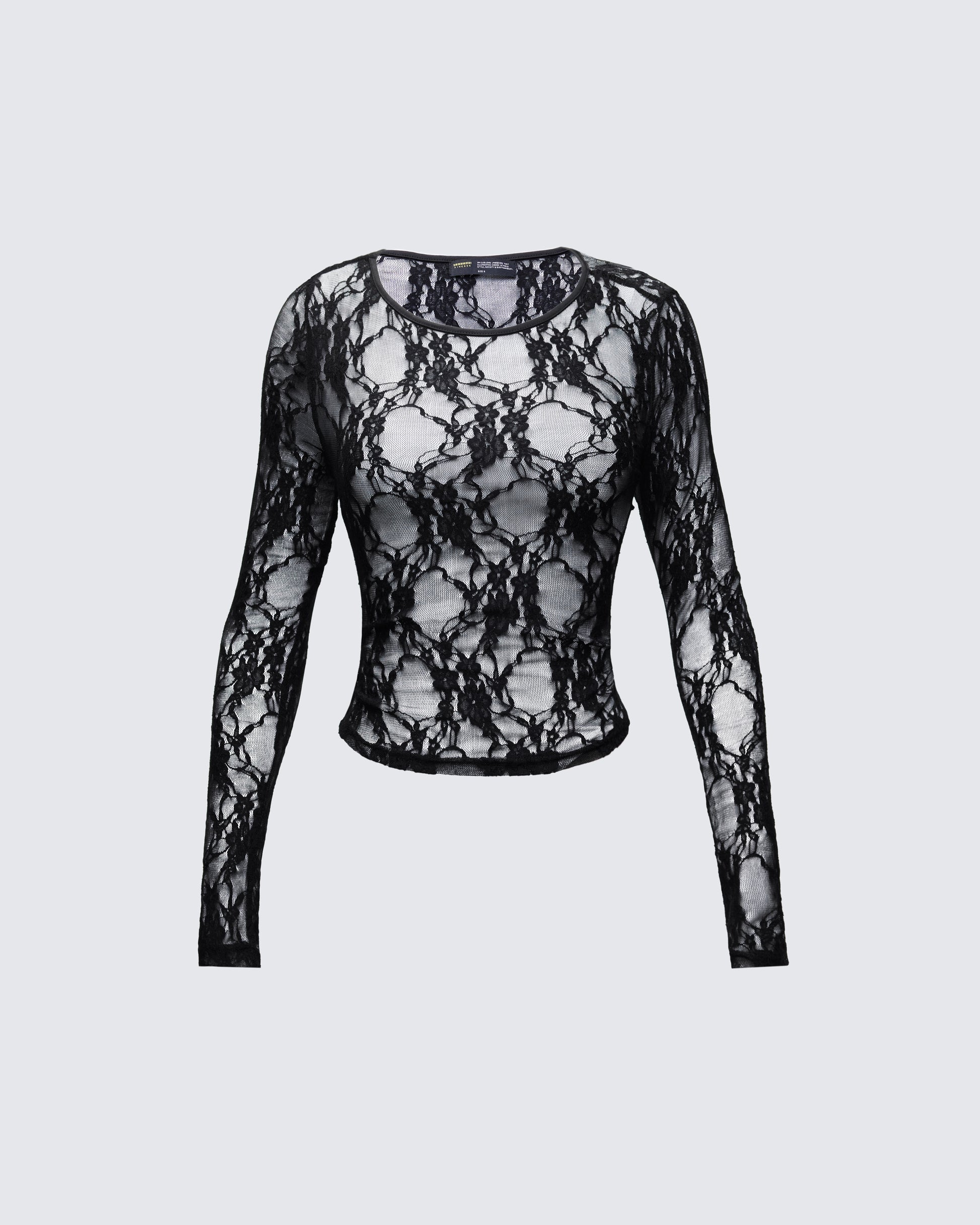 Kaito Black Lace Long Sleeve Top product front