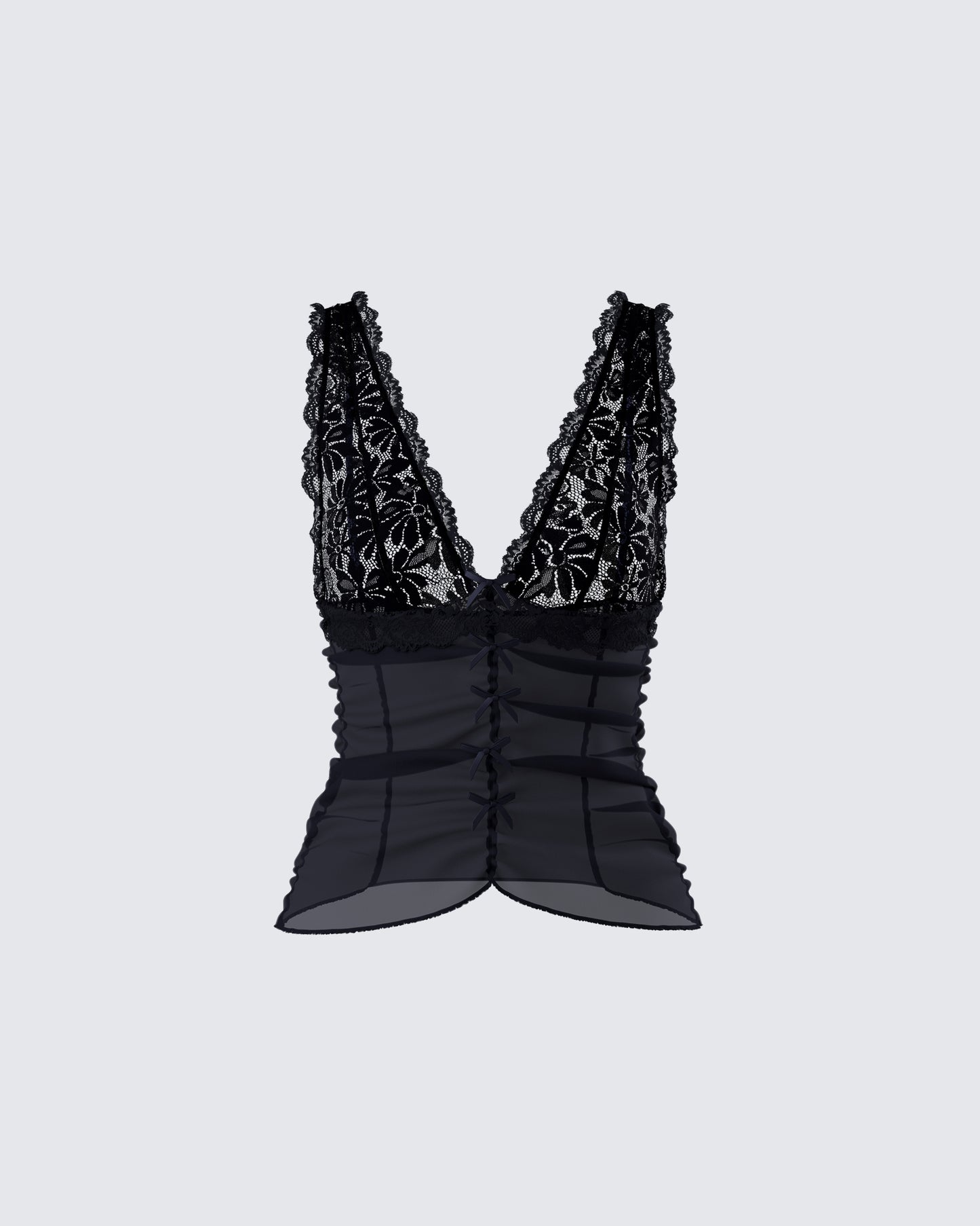 Hyacinth Black Floral Bow Detail Top