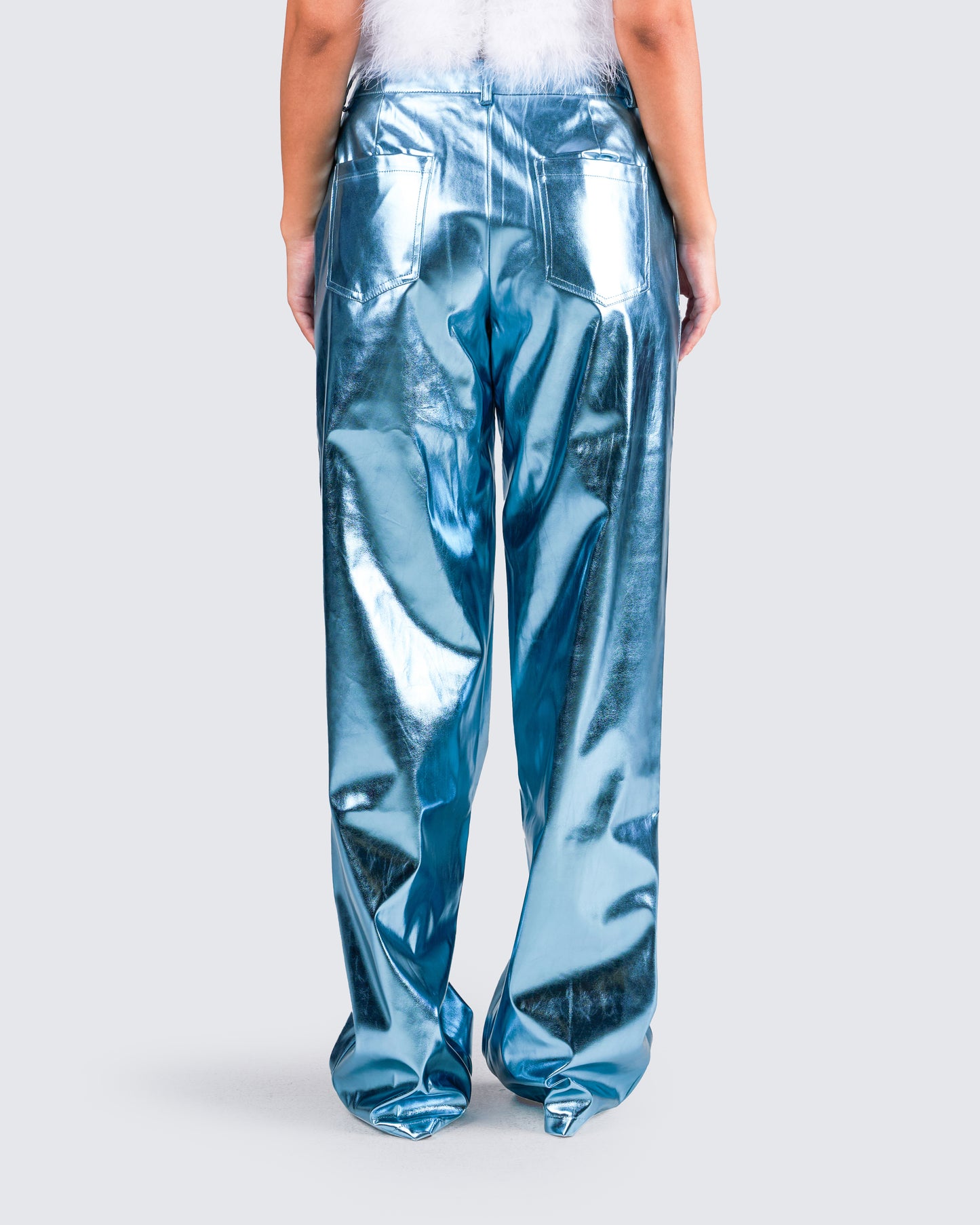 Asta Metallic Blue Trouser Pant