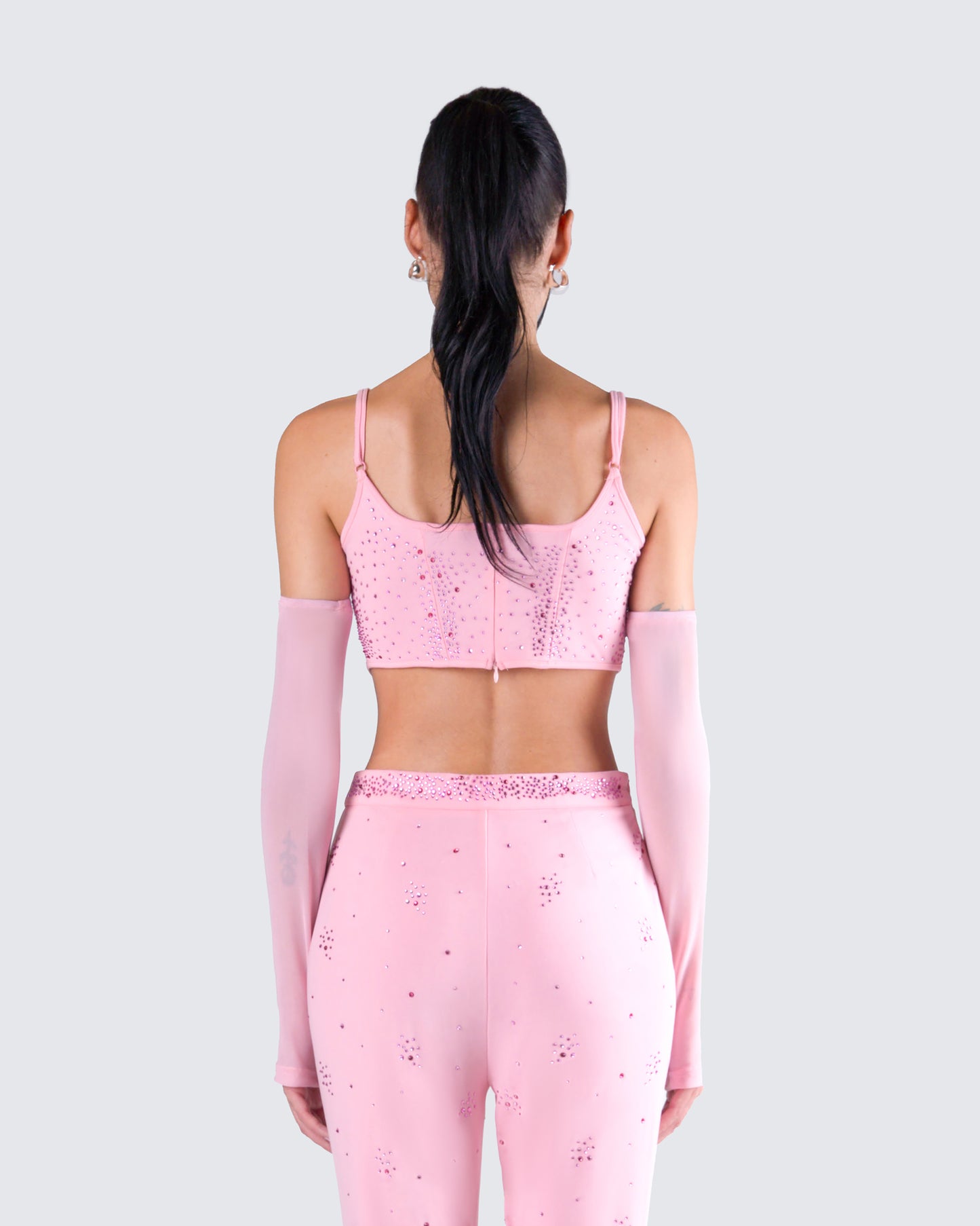 Delisa Pink Rhinestone Corset Top