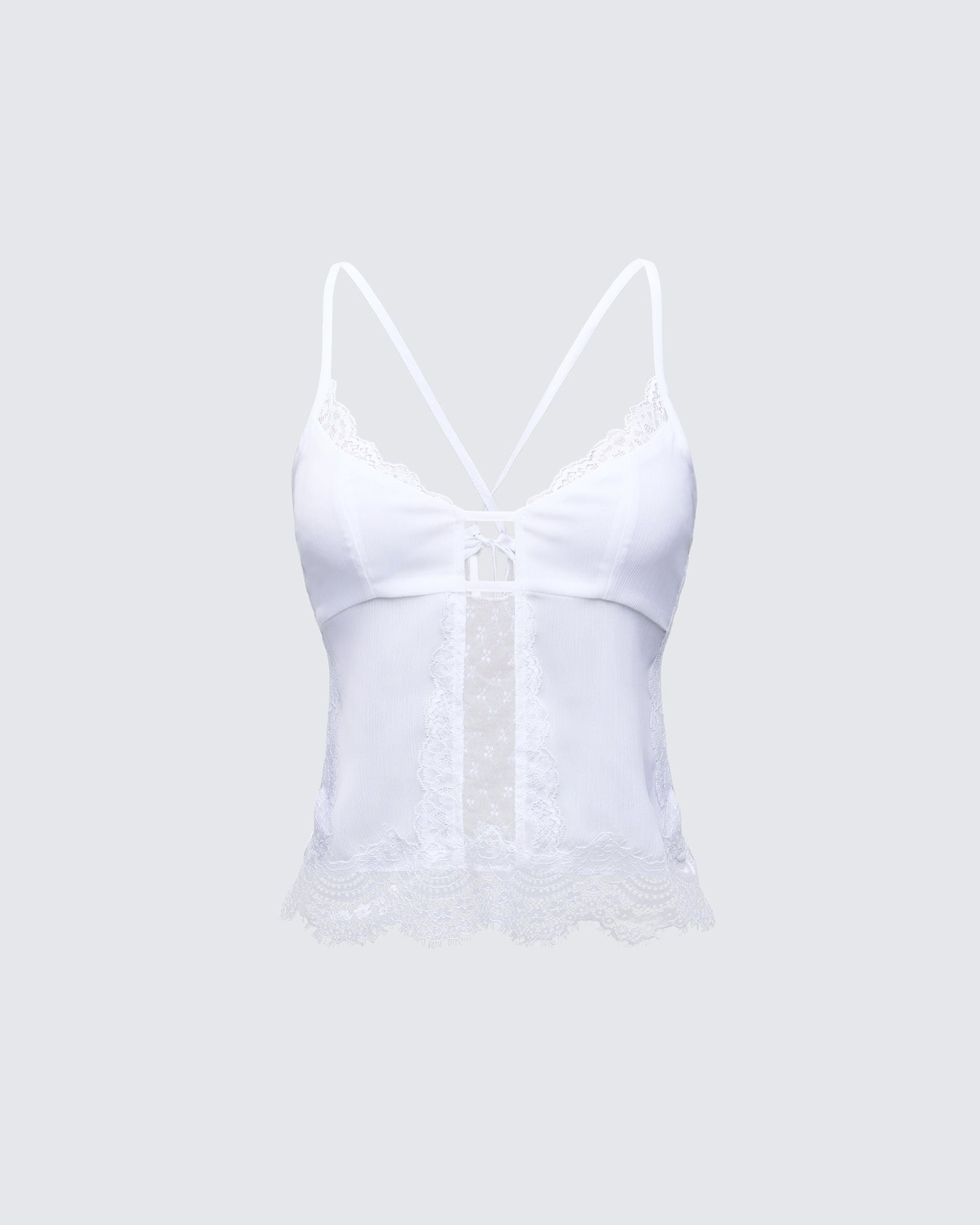 Delphina White Lace Mix Cami Top product front