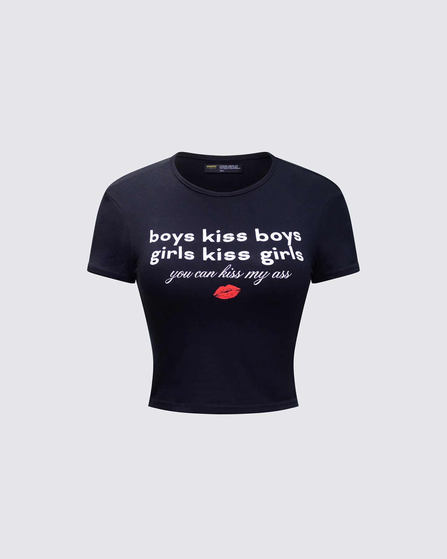 Hema Black Slogan Baby Tee product front