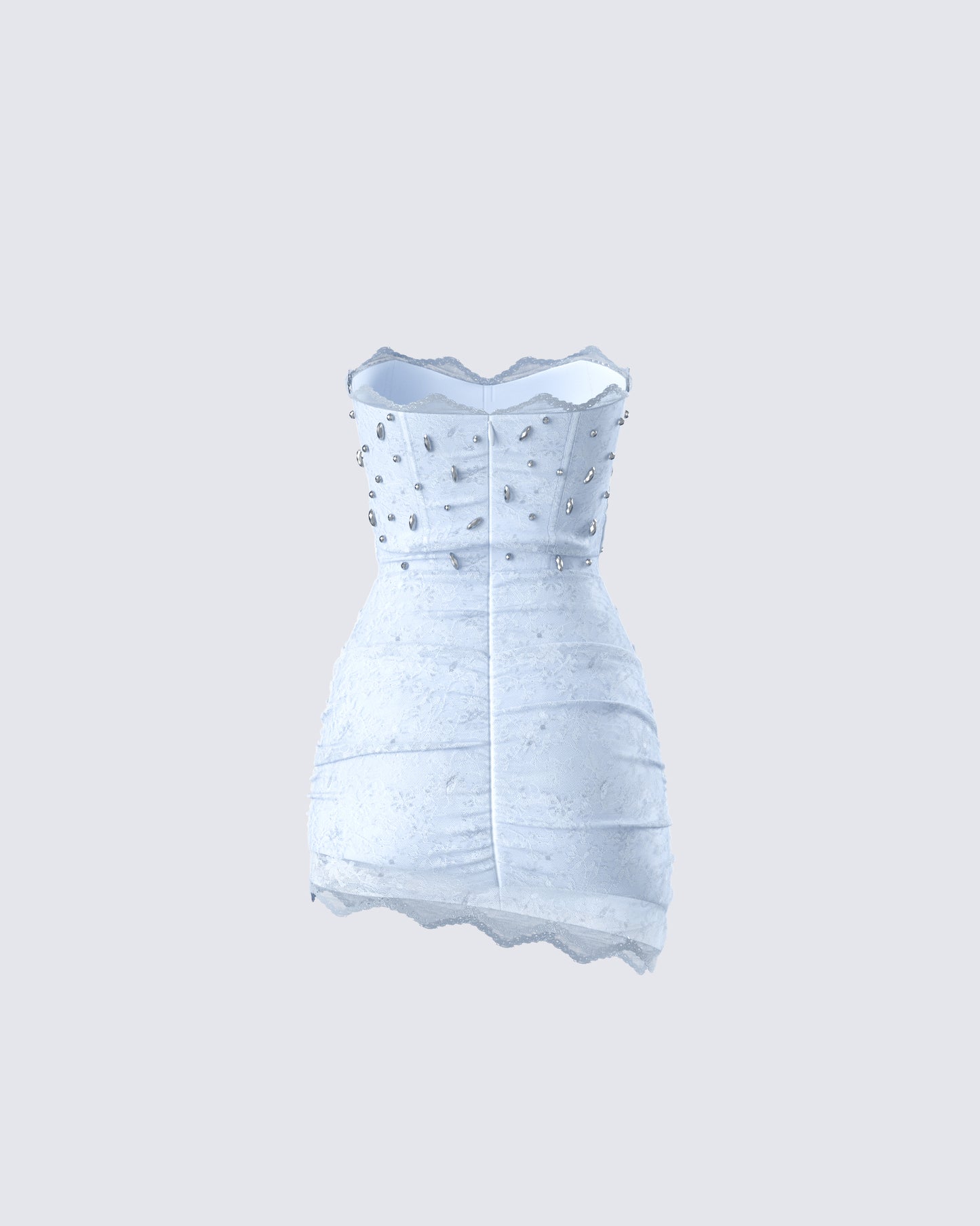 Clarisse Baby Blue Hand Beaded Rhinestone Dress