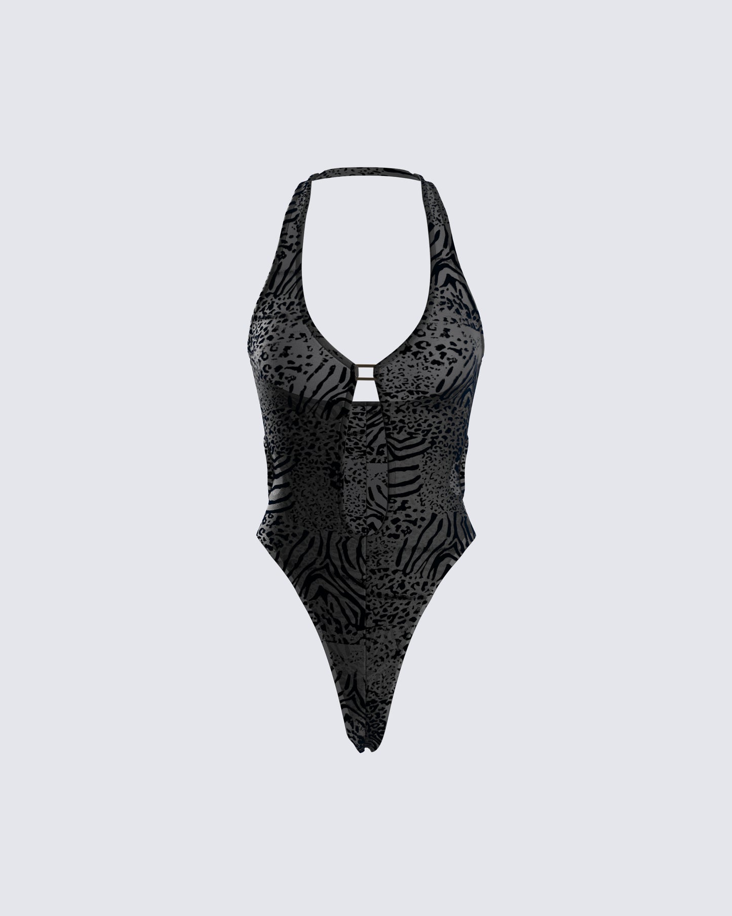 Raquel Black Animal Print Bodysuit product front