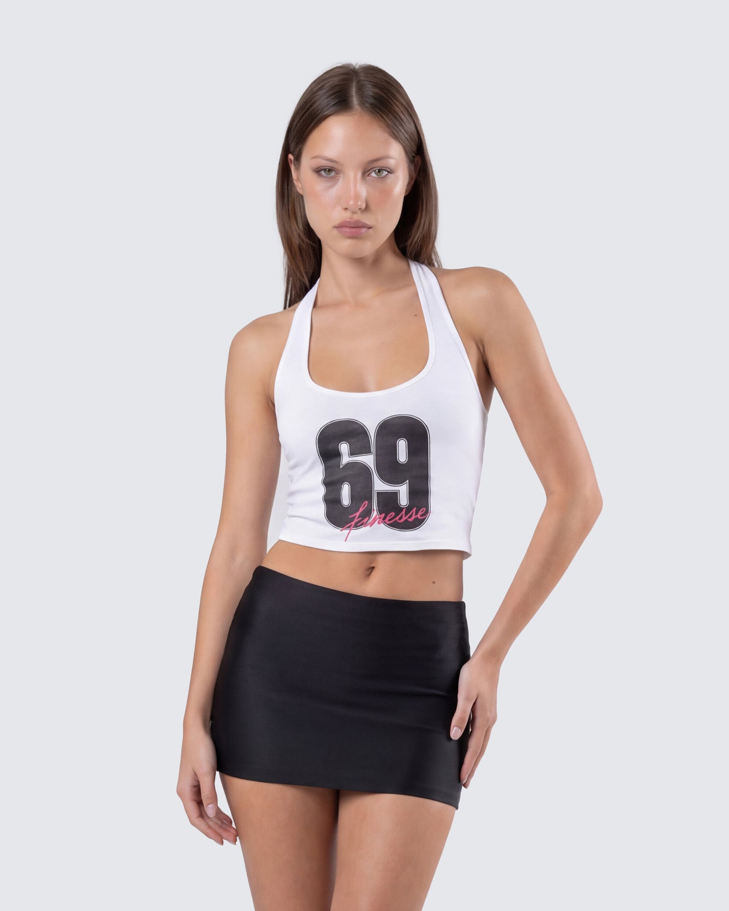 Camiseta sin mangas con cuello halter y gráfico blanco Shiloh