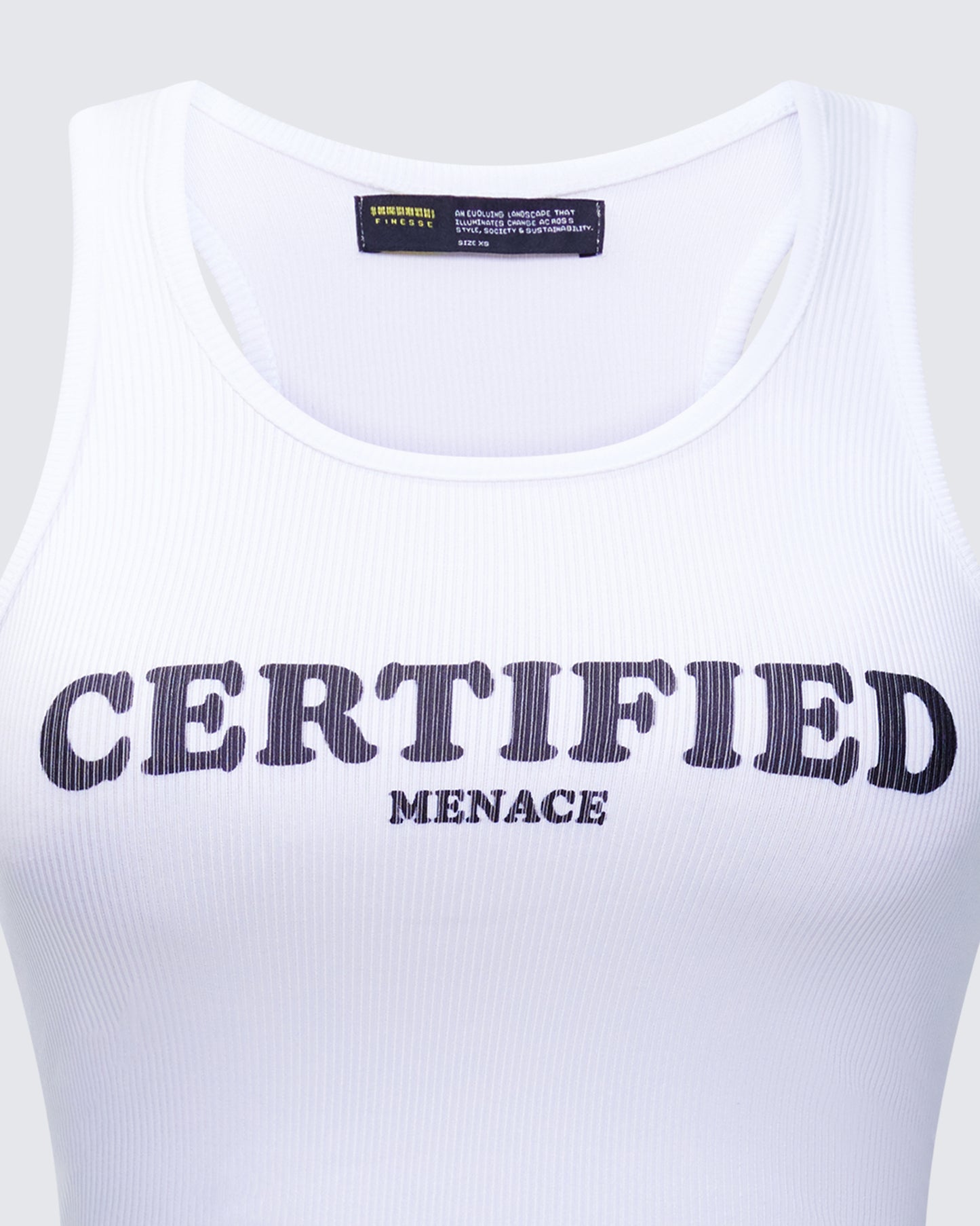 Phoenix White Ribbed Graphic Tank