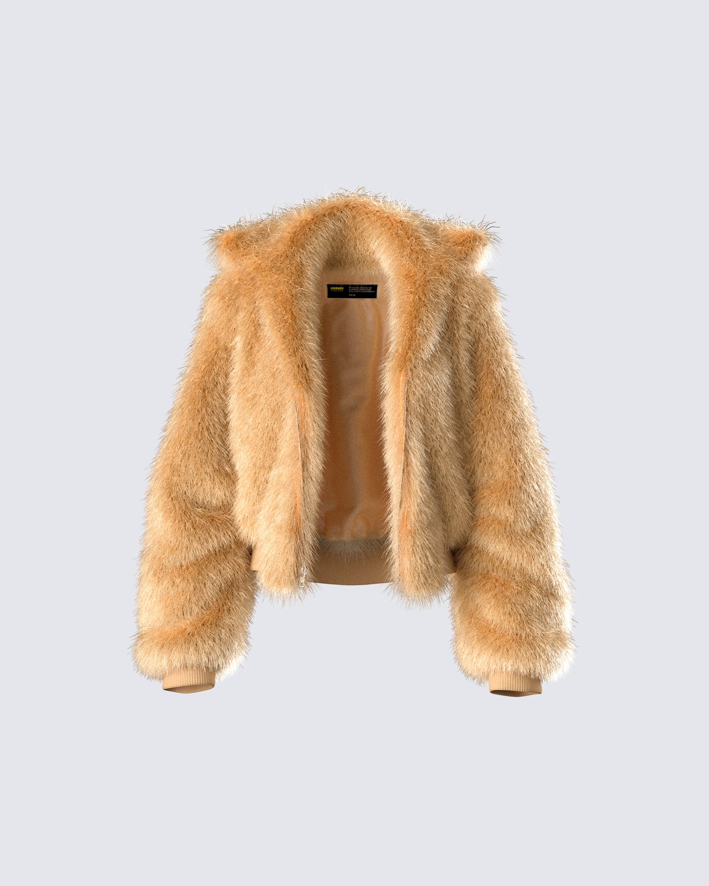 Briar Tan Faux Fur Bomber Jacket product front