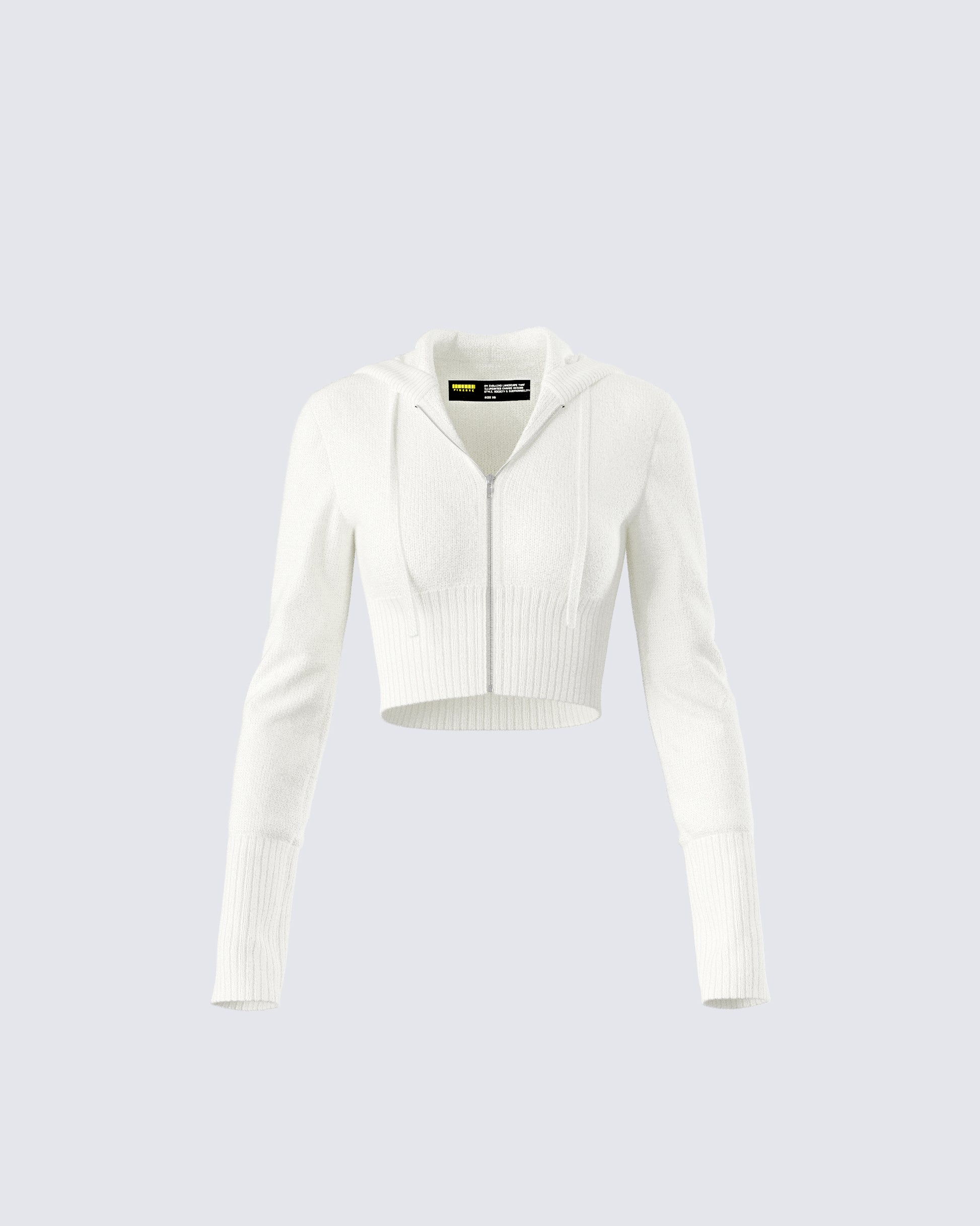 Alyssa White Knit Cropped Jacket product front