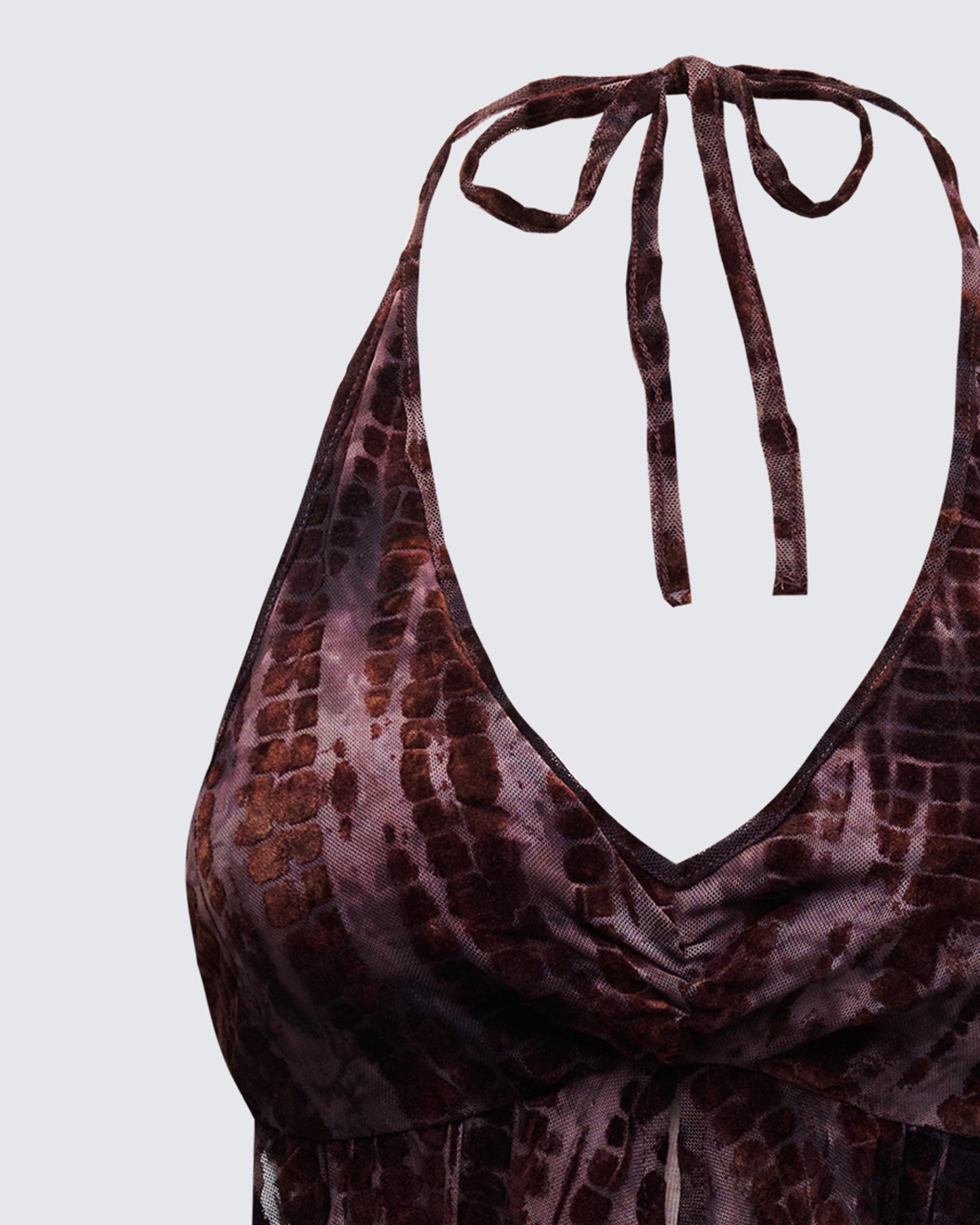 Kerensa Brown Mesh Halter Top