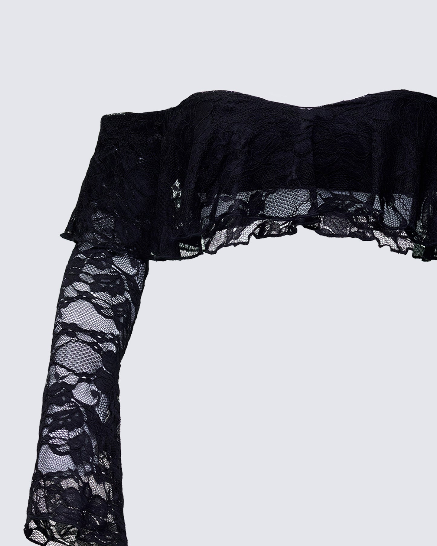 Rina Black Lace Ruffle Bandeau Top