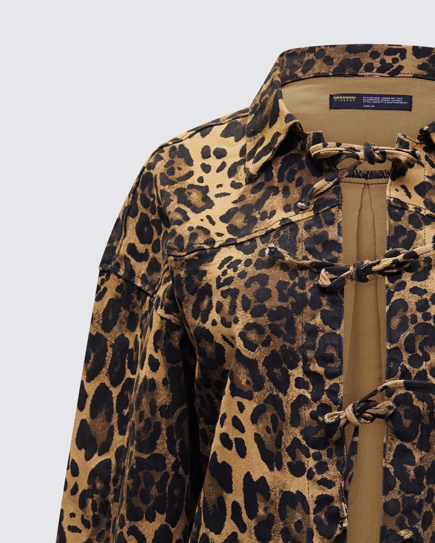 Lucretia Leopard Bow Tied Twill Shirt Jacket