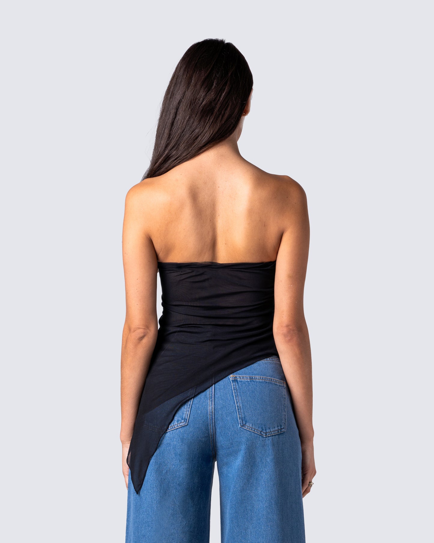 Narelle Black Mesh Ruffle Top