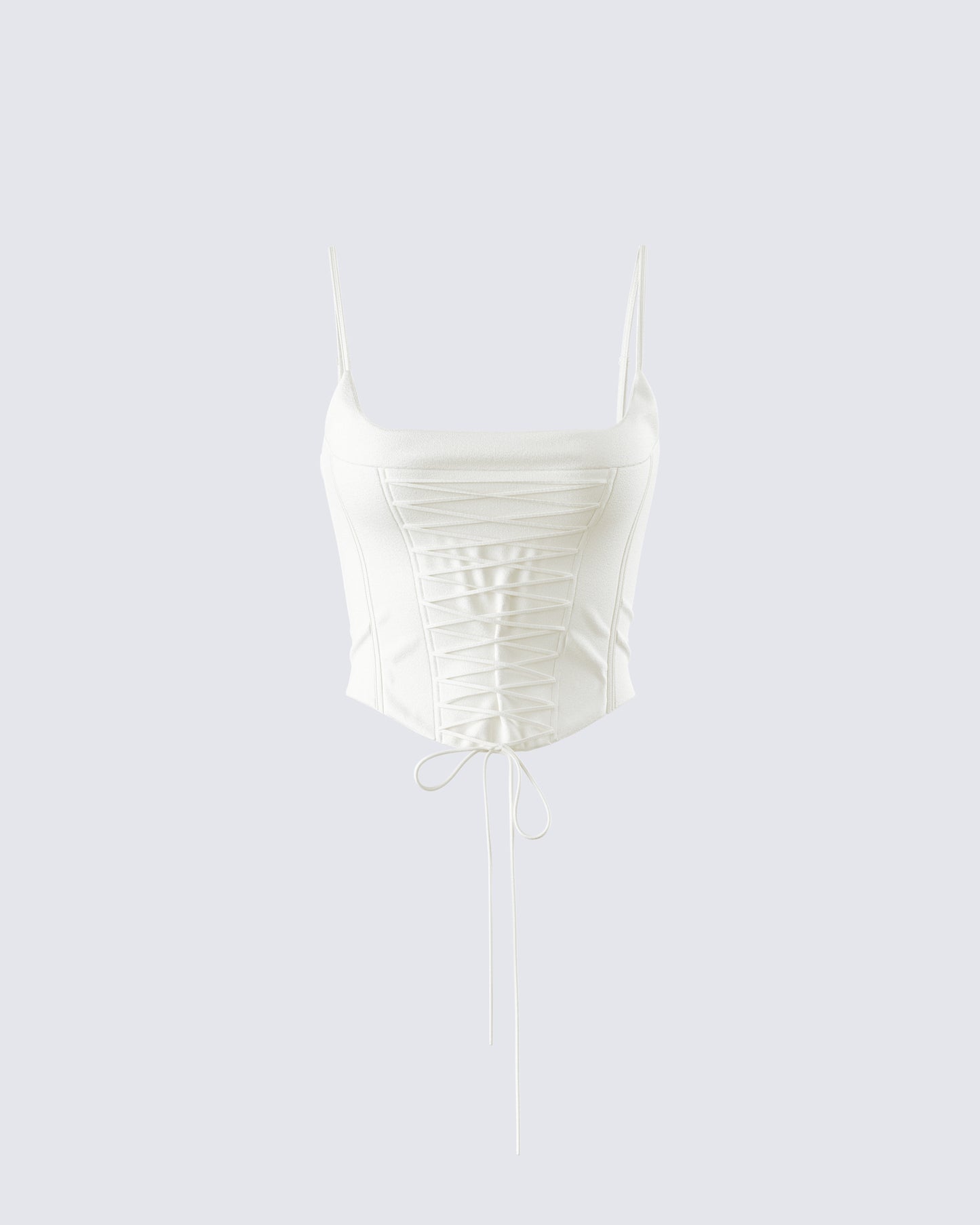 Malia Ivory Lace Up Corset Top 3d product front