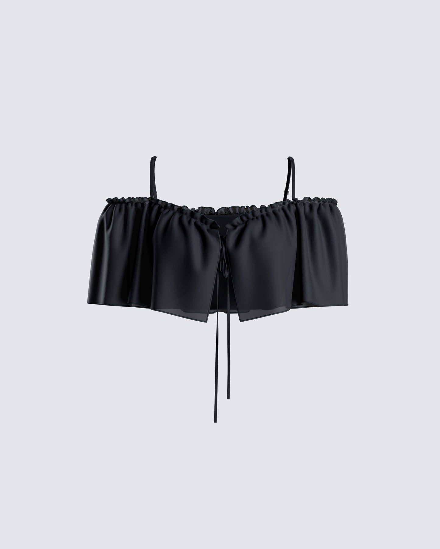 Catalina Black Chiffon Ruffle Top 3d product front