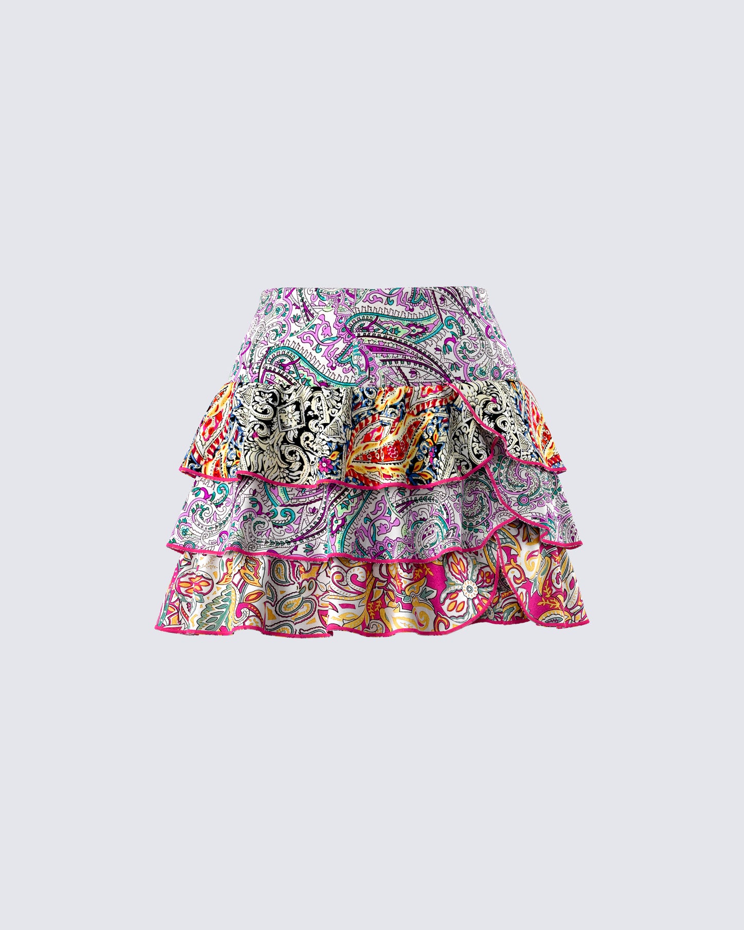 Raisa Paisley Tiered Micro Mini Skirt product front