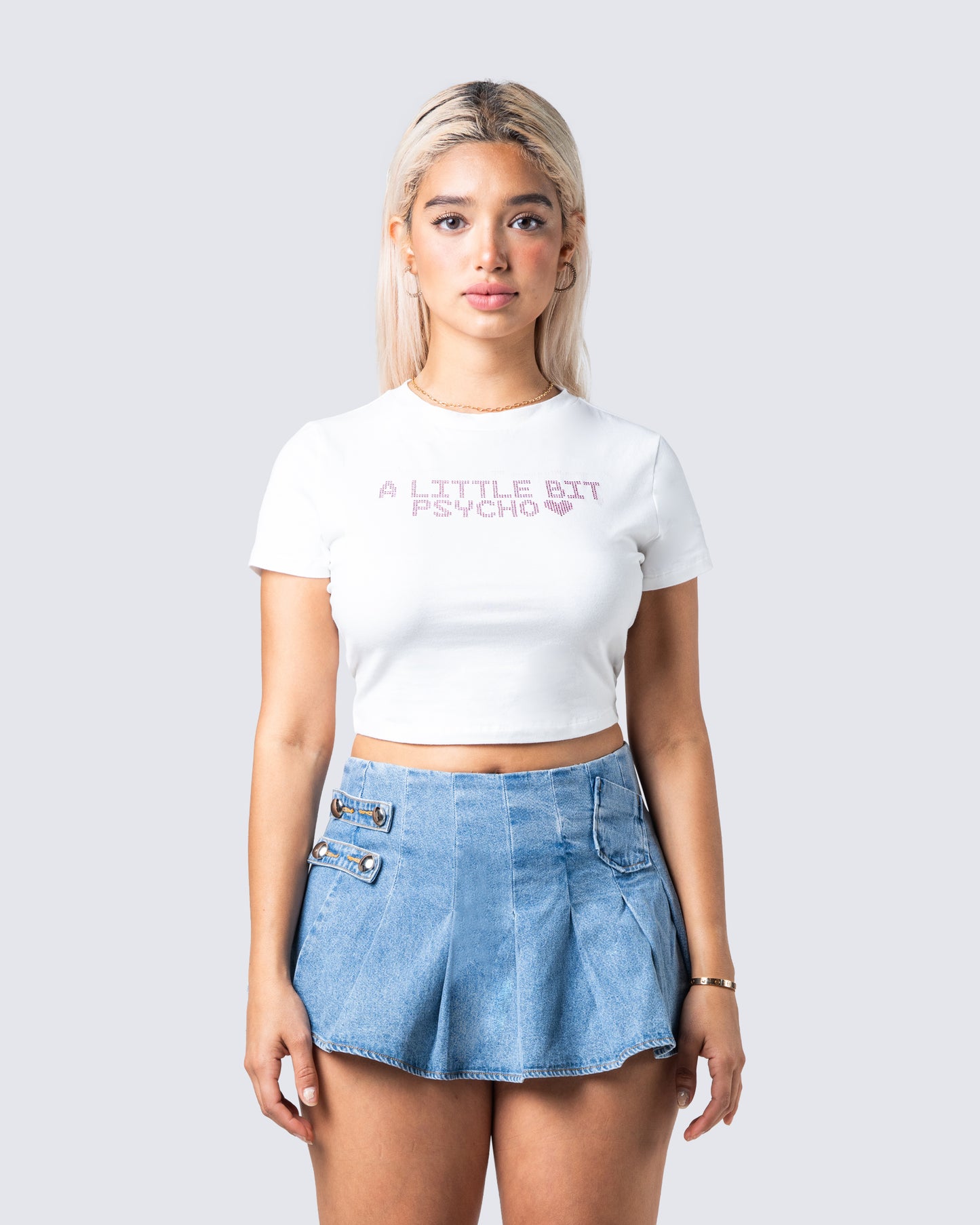 Marat White Jersey Graphic Top model front