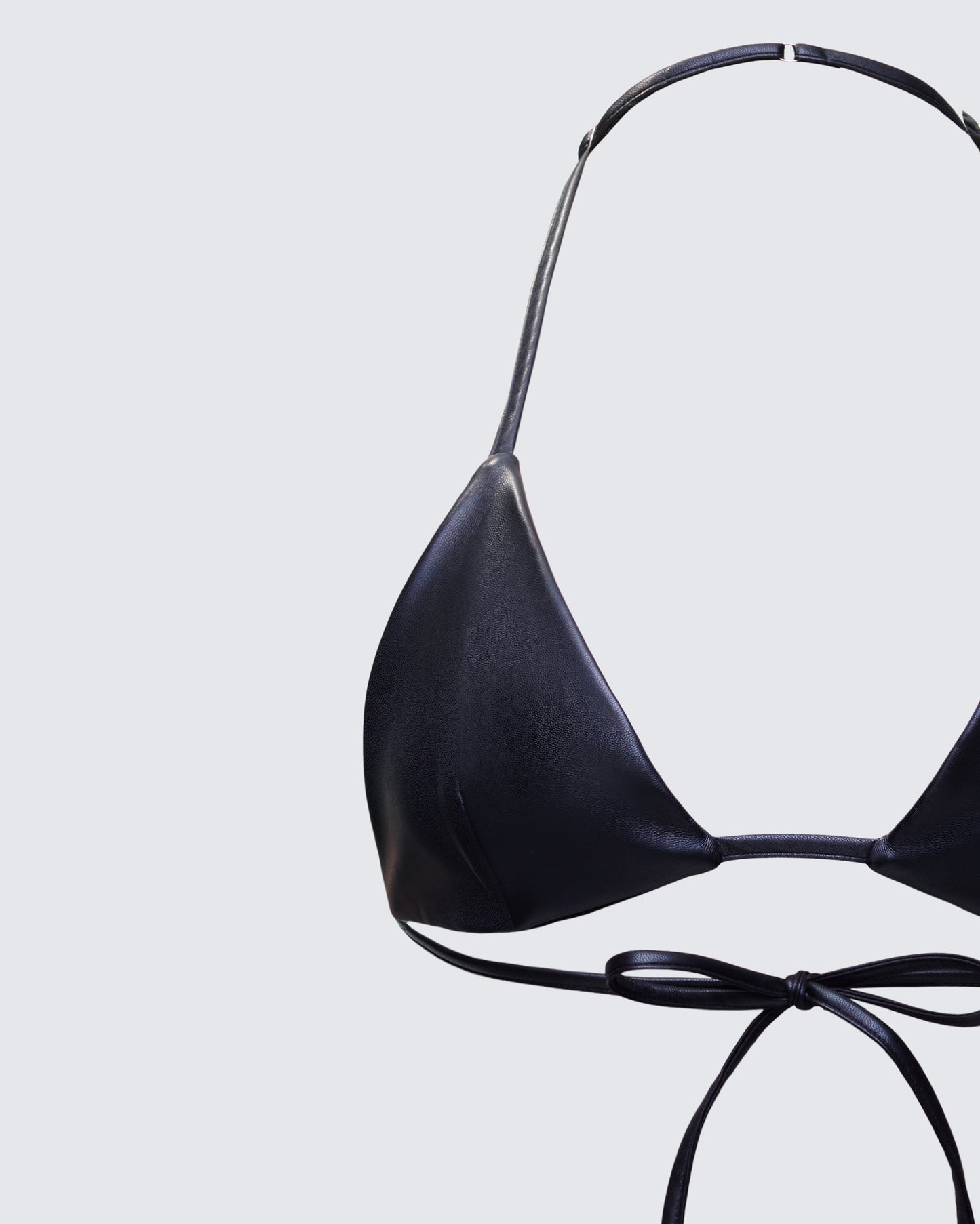Zaria Black Vegan Leather Bikini Top