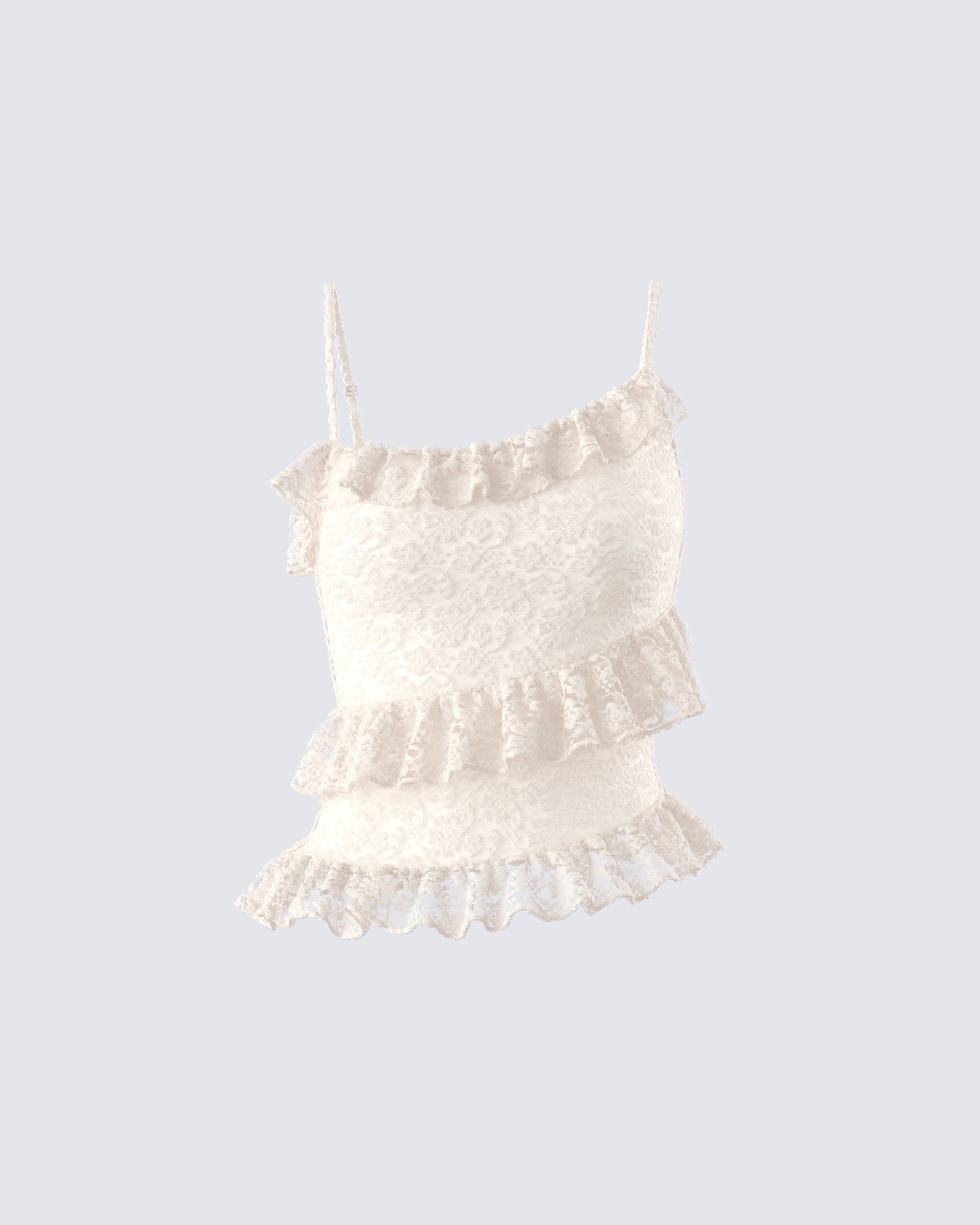 Lari Ivory Asymmetrical Ruffle Top product front