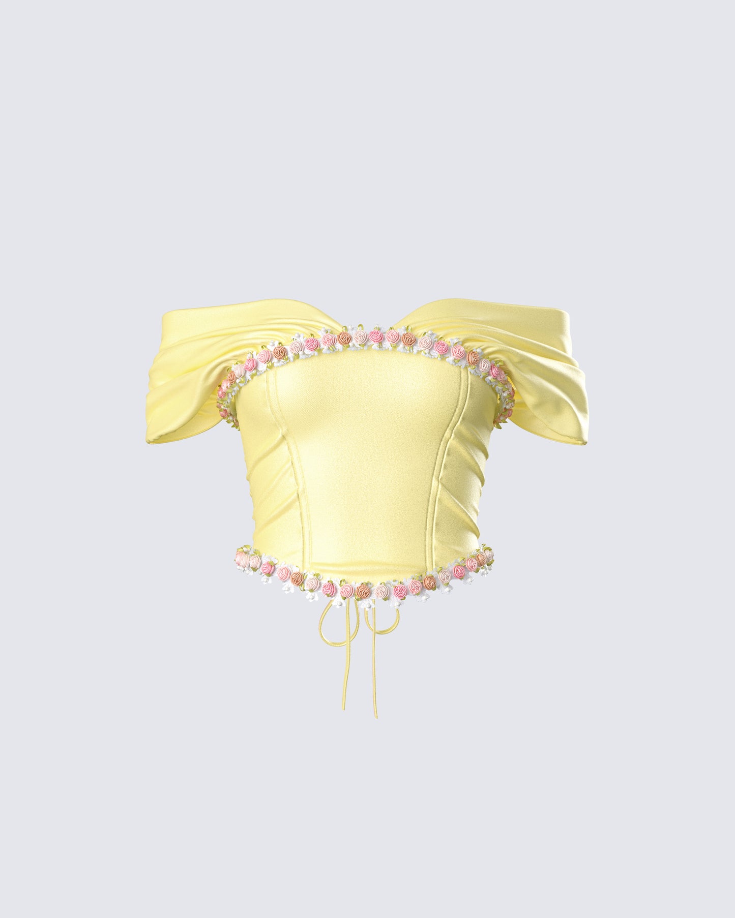 Nori Yellow Floral Off Shoulder Top 3d product front