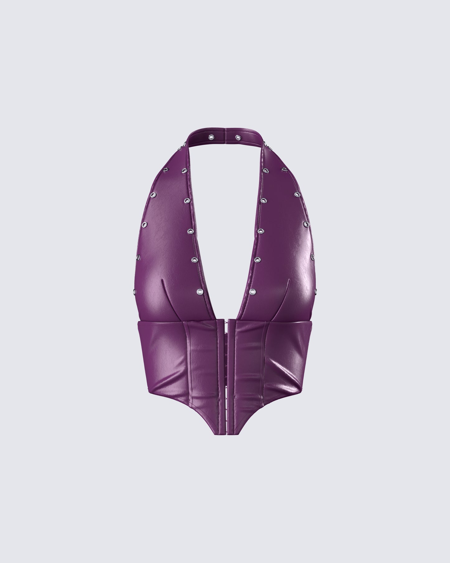Nia Purple Vegan Leather Halter Top