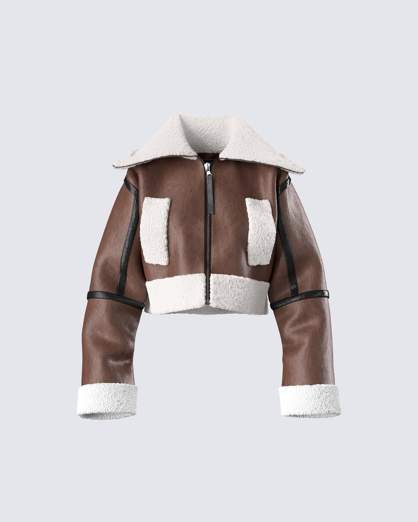 Farah Brown Vegan Leather Bomber product front