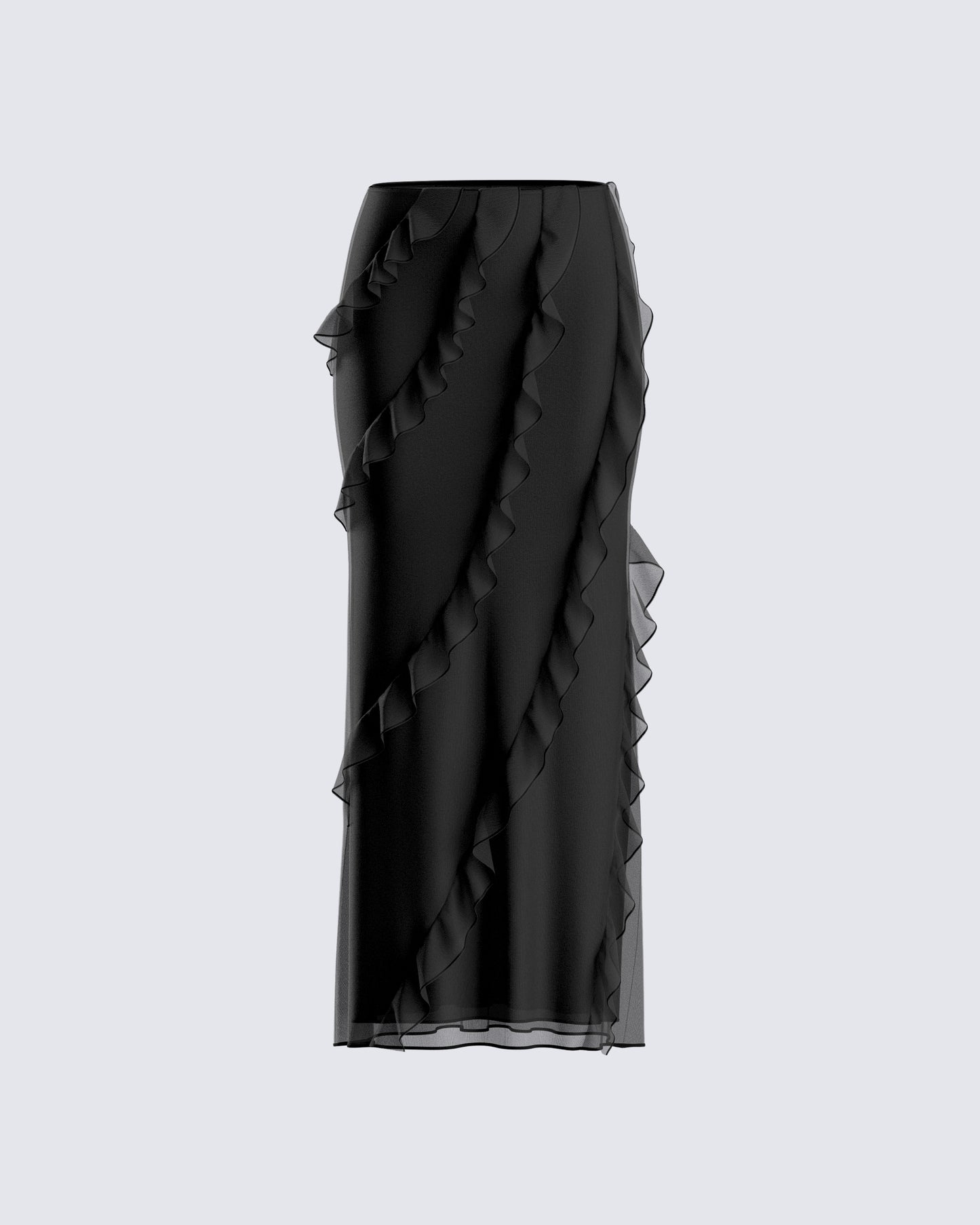 Sissy Black Ruffle Maxi Skirt 3d product front