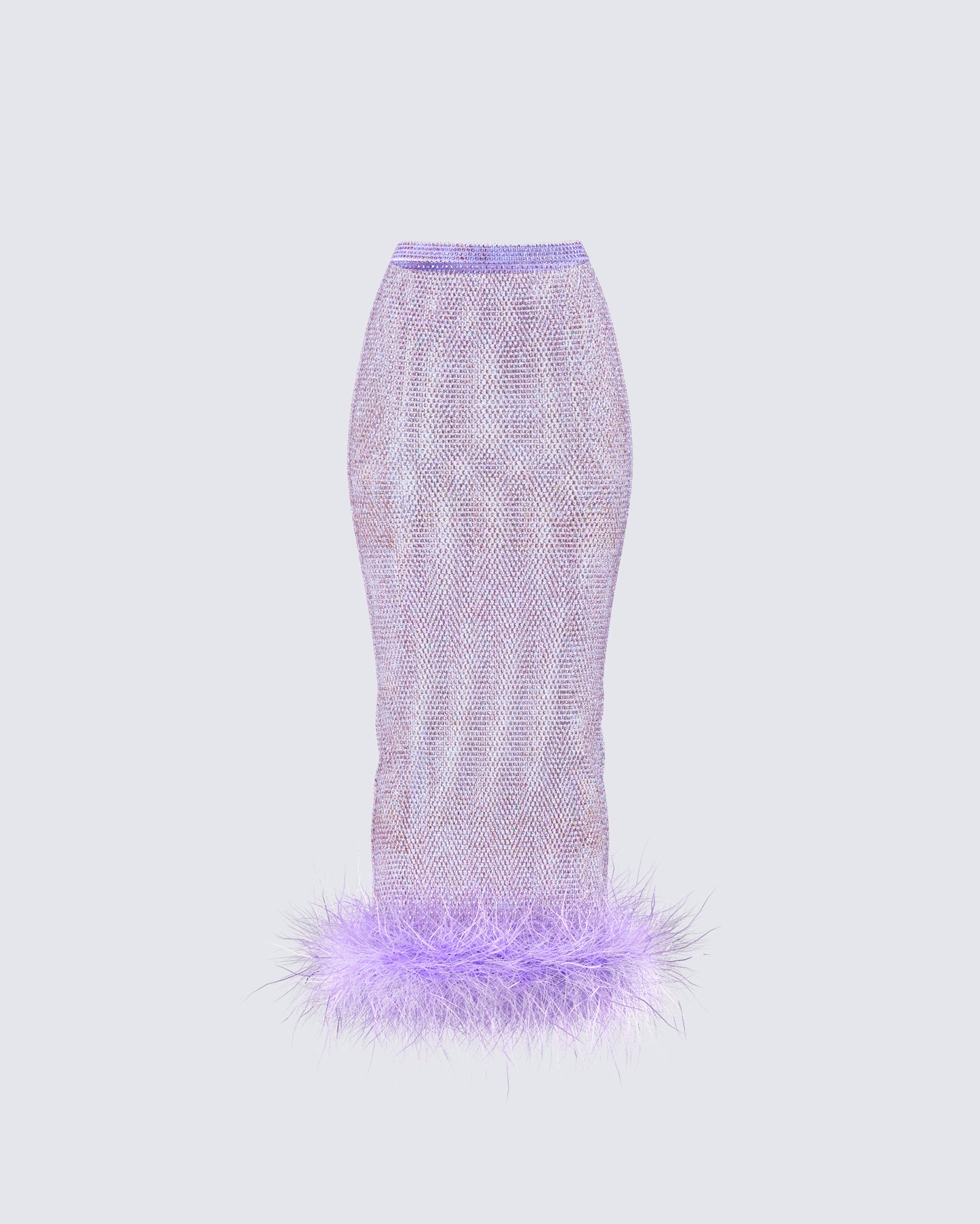 Ophira Lavender Rhinestone Feather Trim Skirt product front